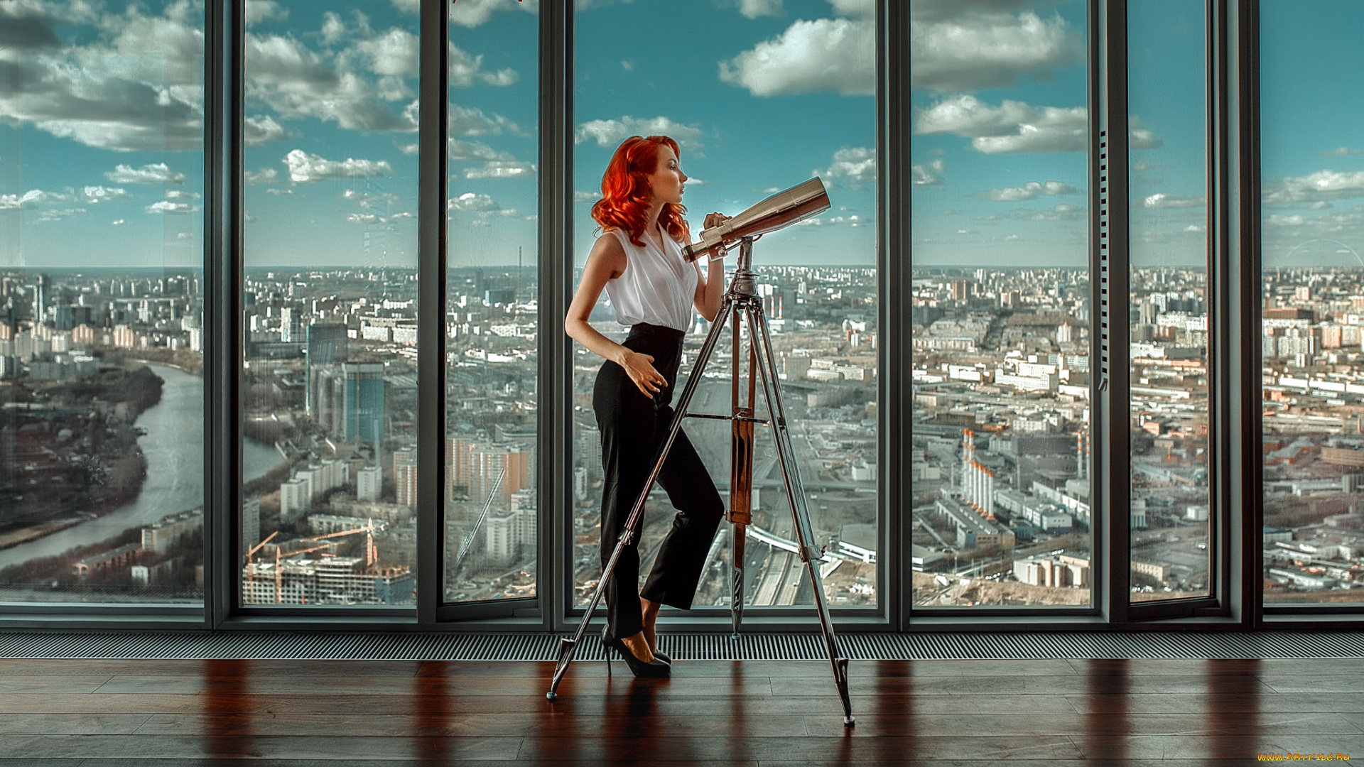 девушка, и, телескоп, девушки, -unsort, , рыжеволосые, и, другие, redhead, телескоп, рыжеволосая, панорама, город, women, andrey, metelkov, cityscape, 500px