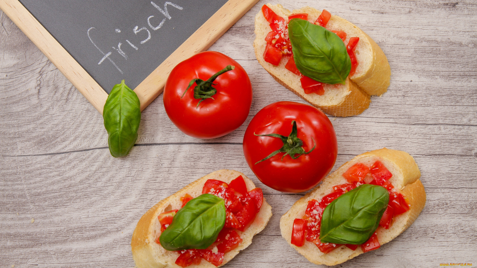 еда, бутерброды, , гамбургеры, , канапе, базилик, бутерброд, помидоры, брускетта, томаты