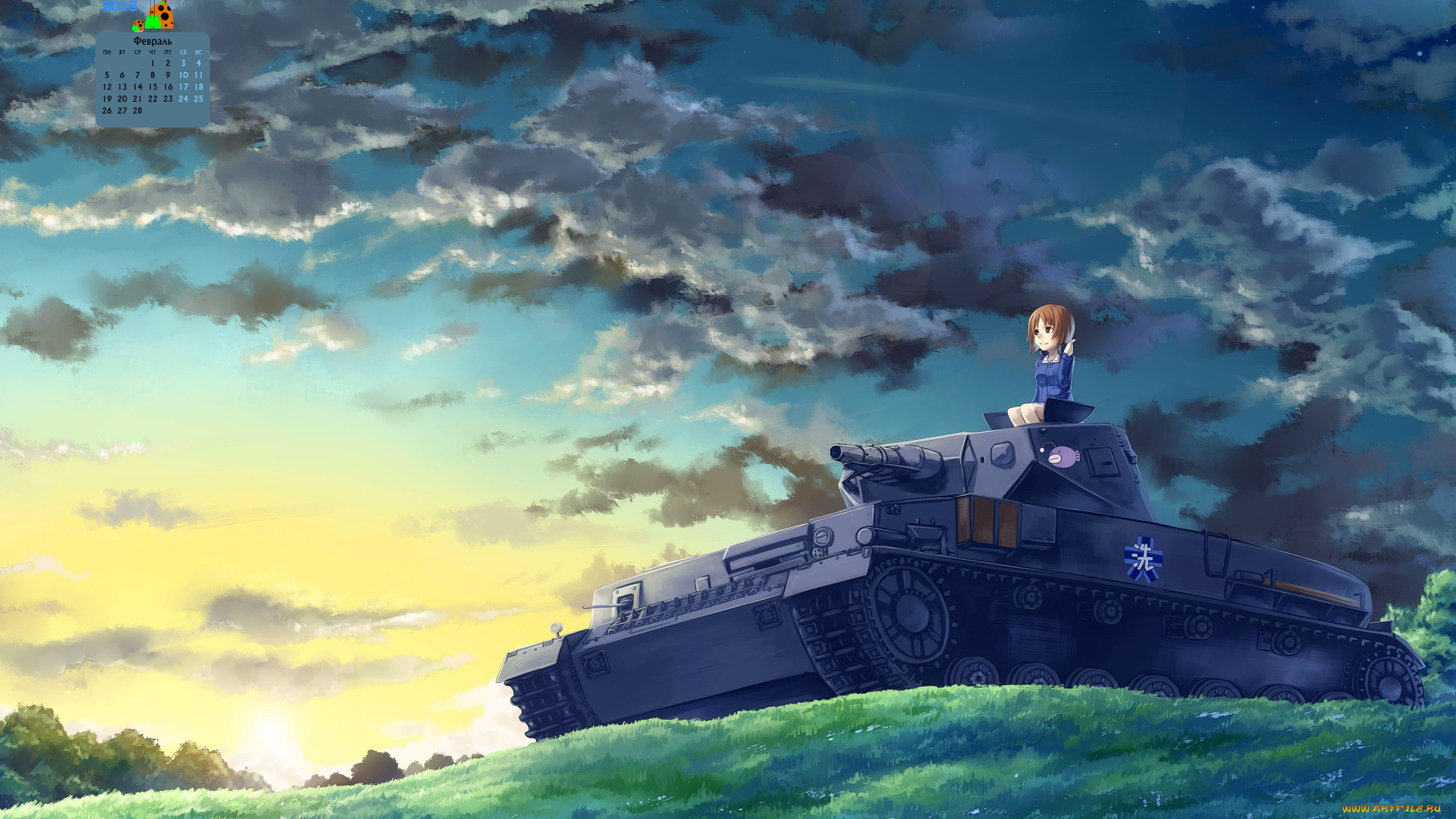 календари, аниме, 2018, девочка, танк