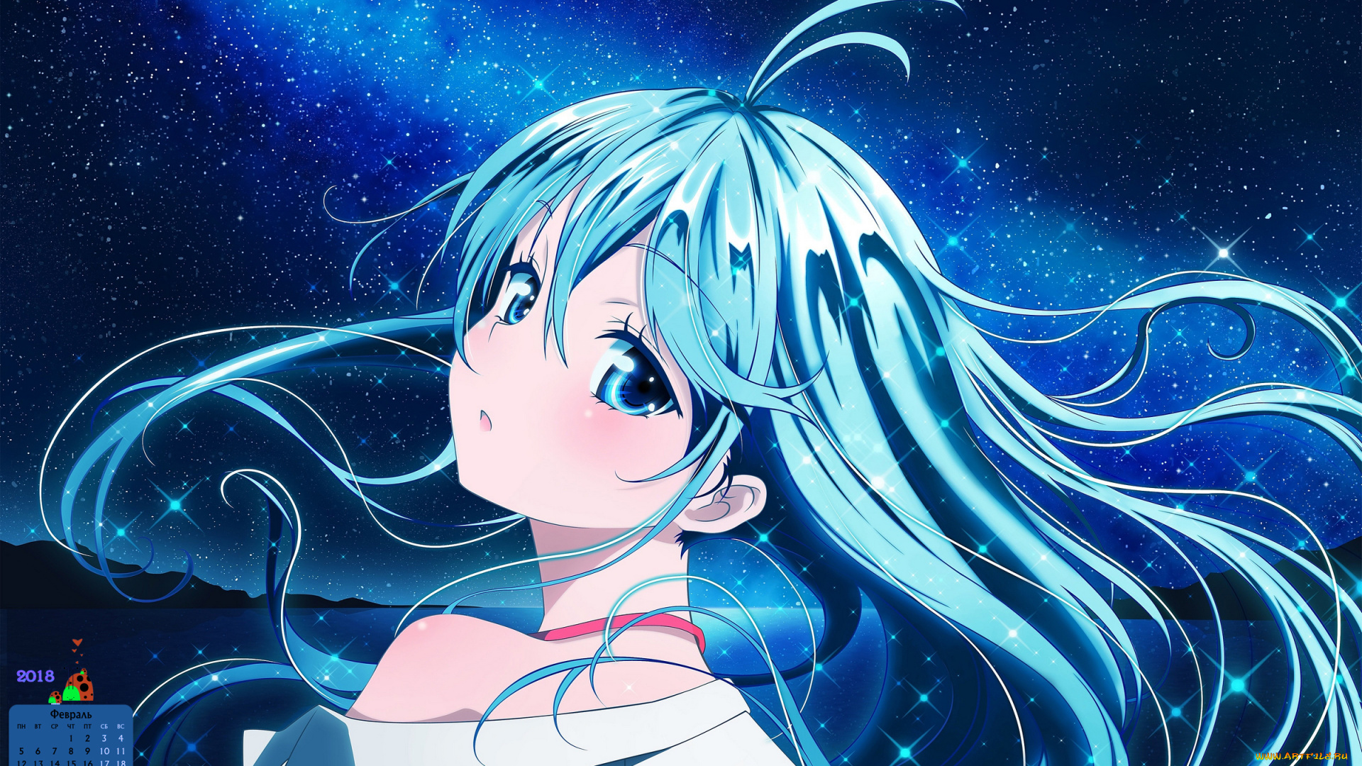 календари, аниме, 2018, девушка, лицо, взгляд