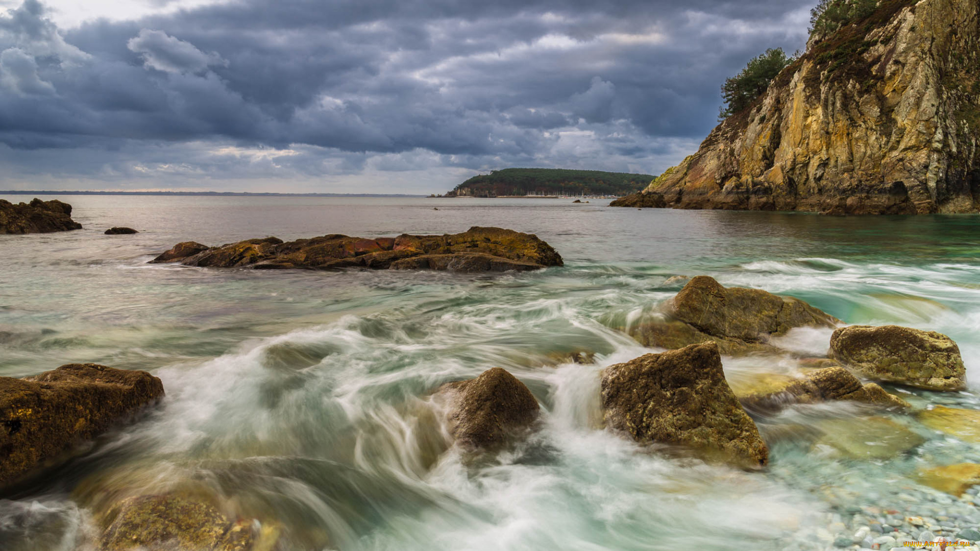 природа, побережье, простор