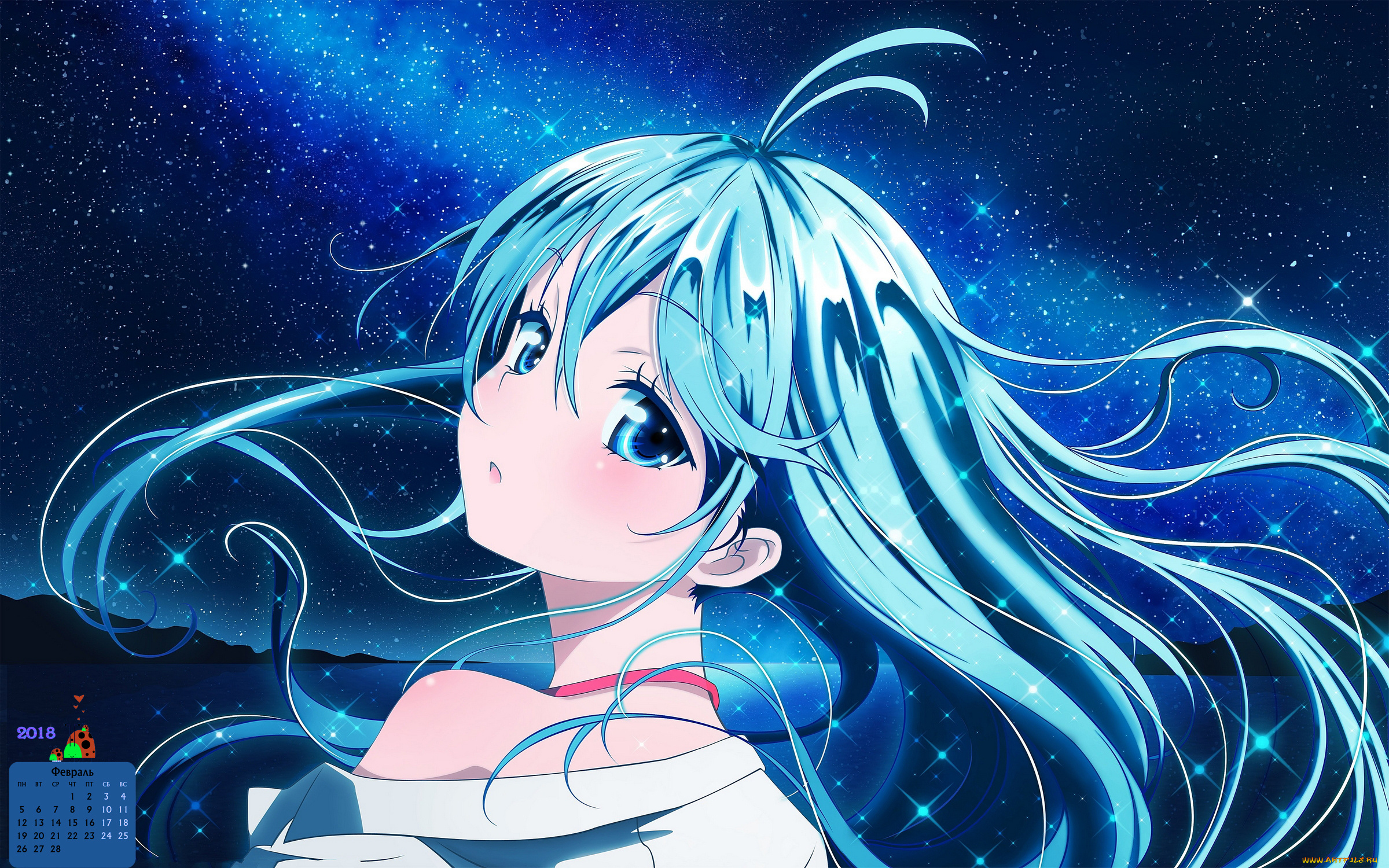календари, аниме, 2018, девушка, лицо, взгляд