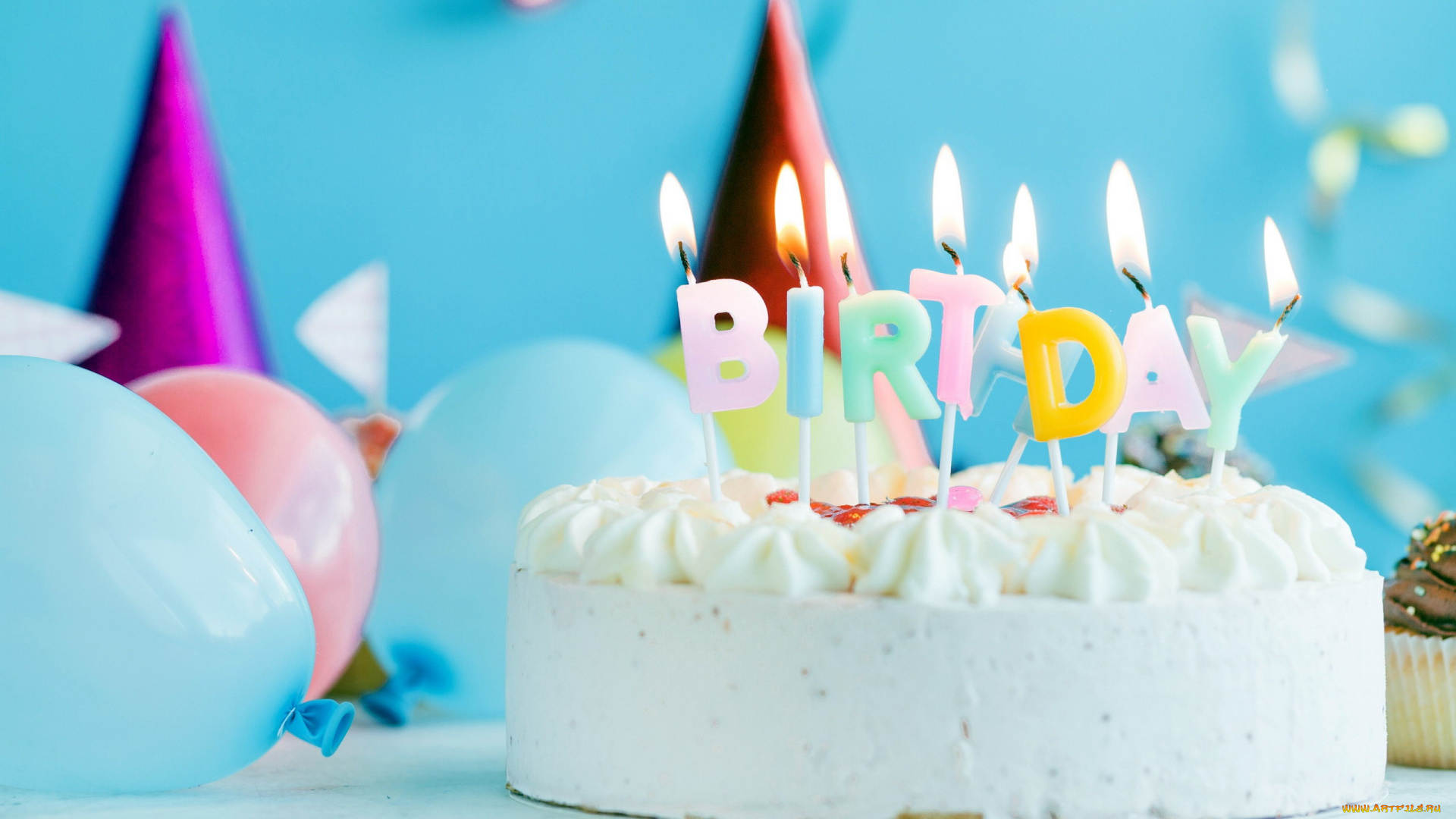 праздничные, день, рождения, свечи, торт