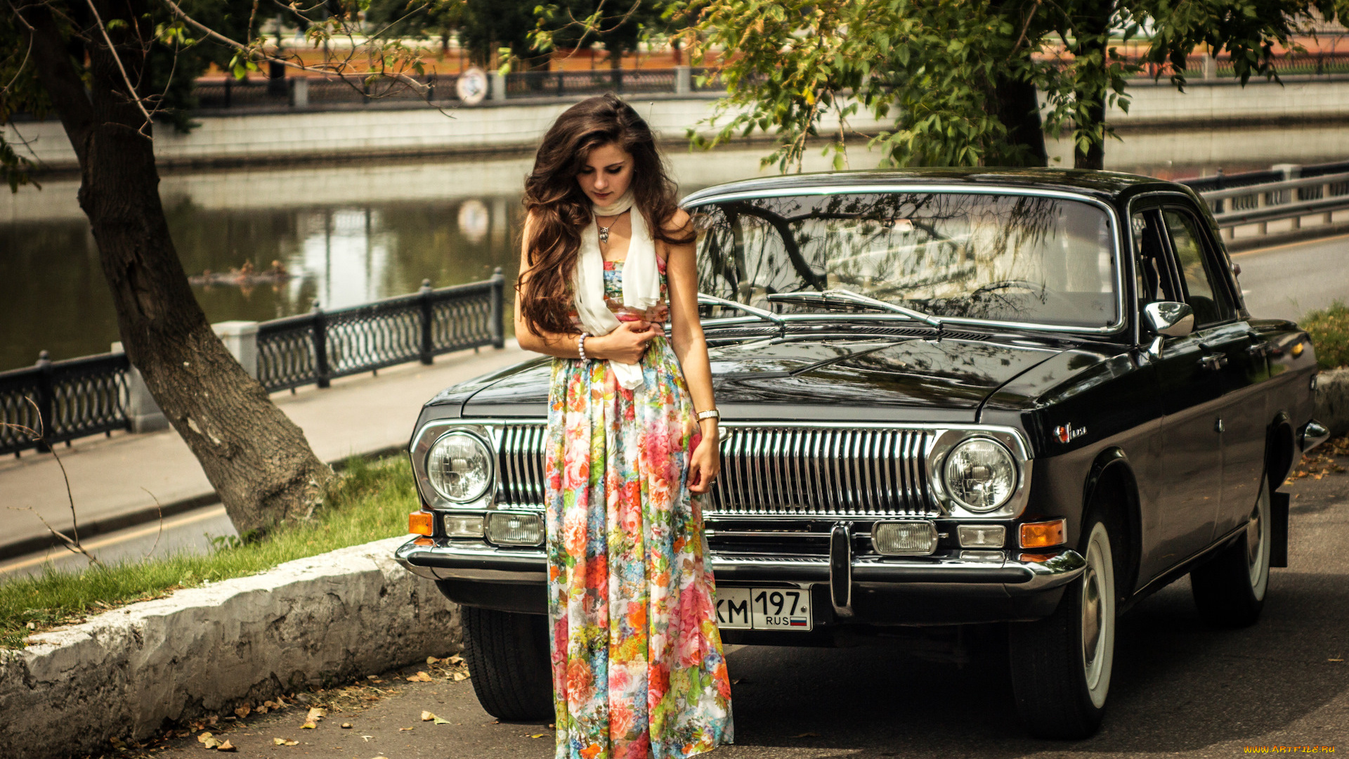 волга, газ-, 24, автомобили, -авто, с, девушками, девушка, автомобиль, газ-, 24, волга