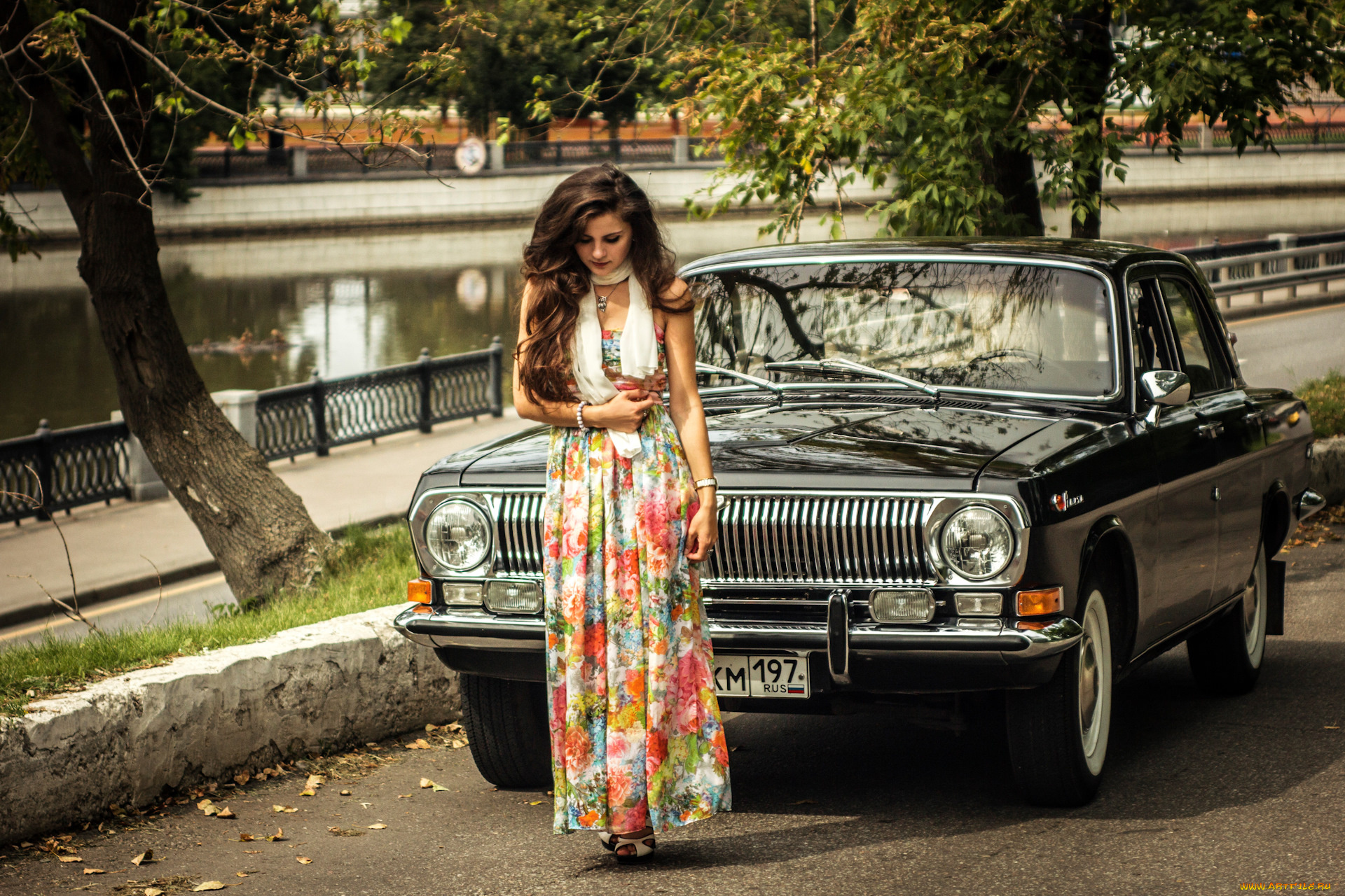 волга, газ-, 24, автомобили, -авто, с, девушками, девушка, автомобиль, газ-, 24, волга