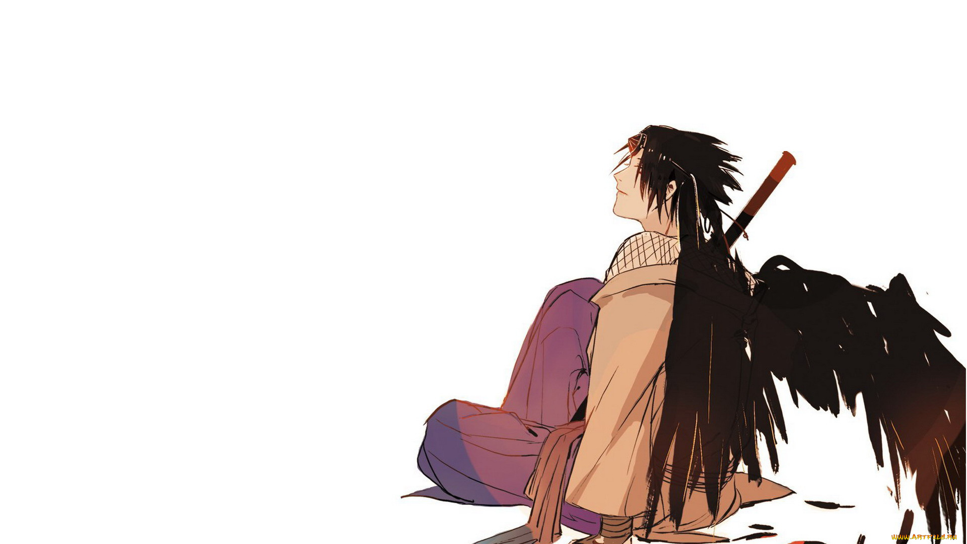 аниме, naruto, учиха, саске, крылья, тенгу