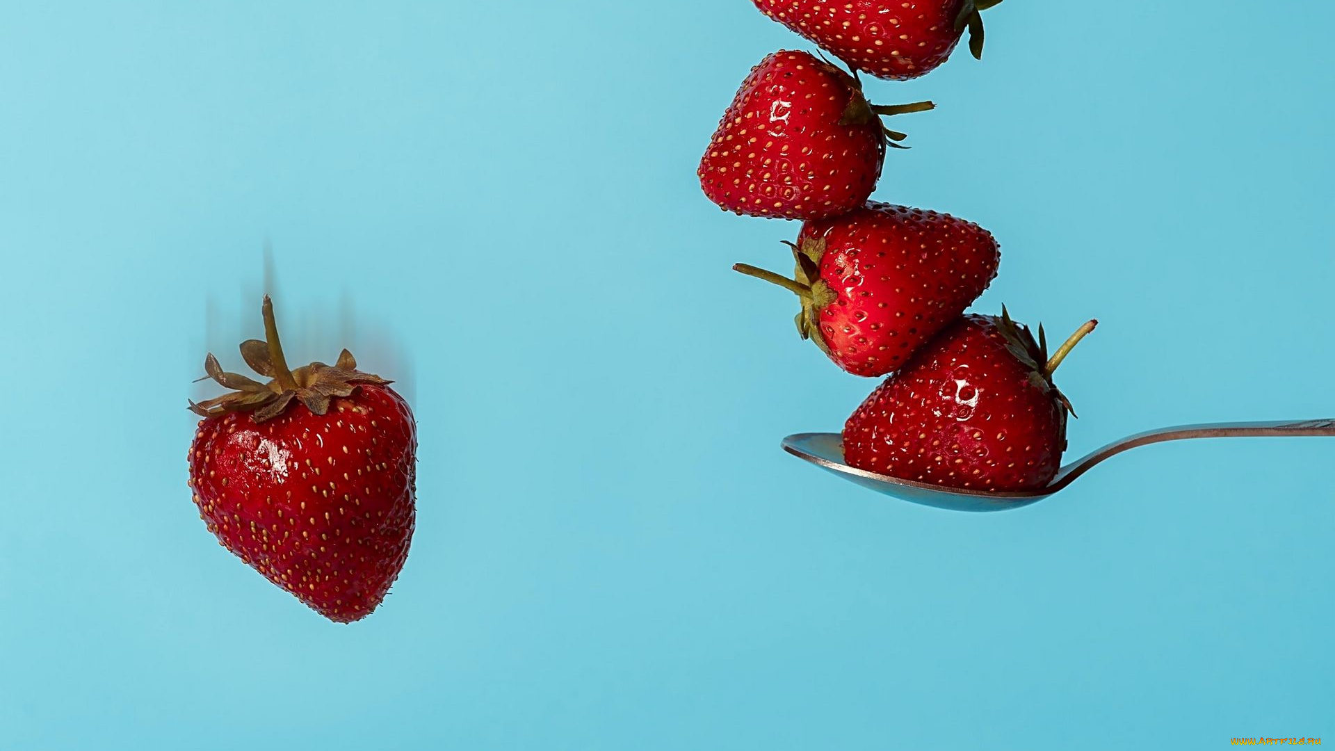 еда, клубника, , земляника, ягоды, ложка