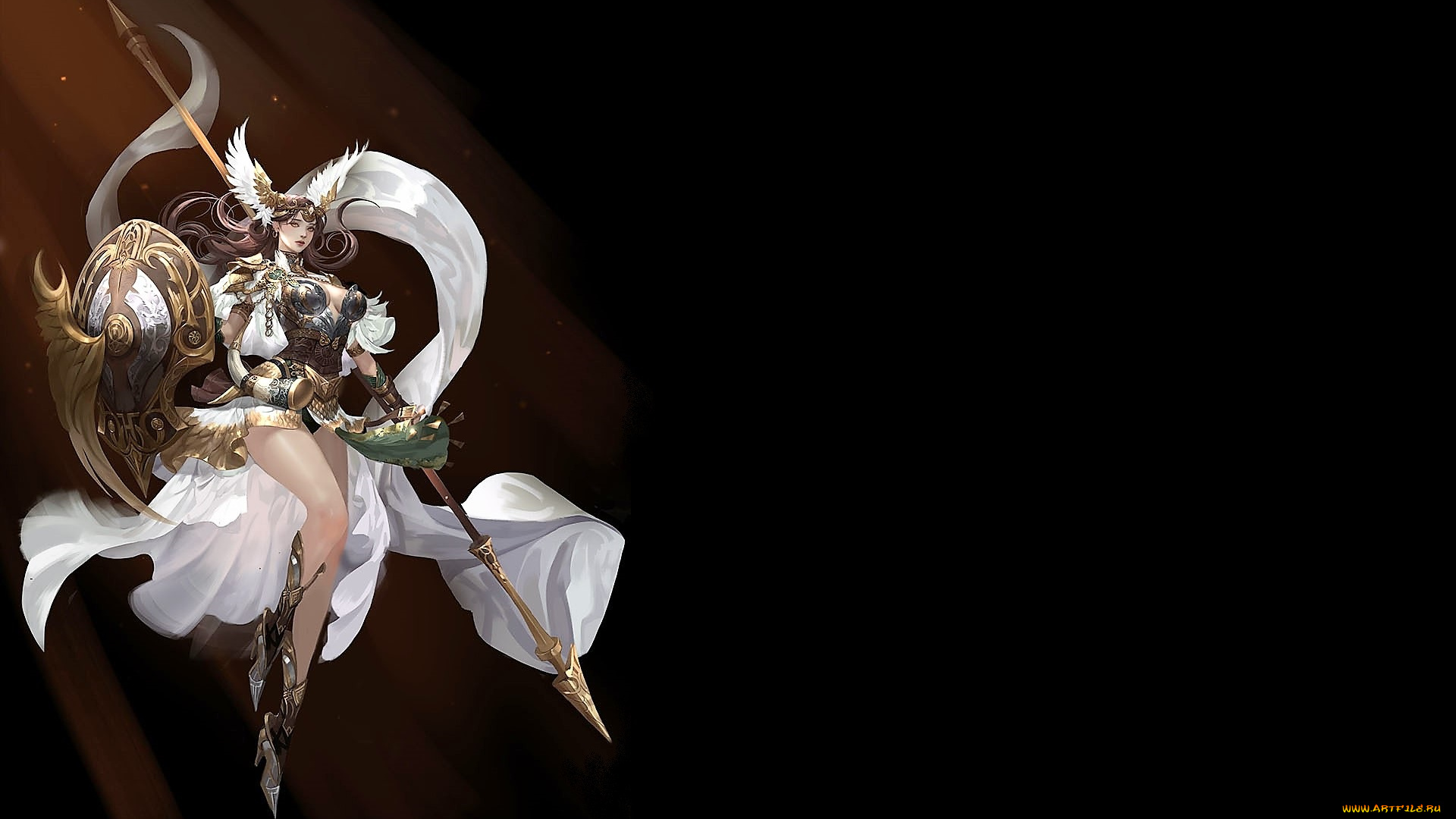 фэнтези, девушки, девушка, копье, щит