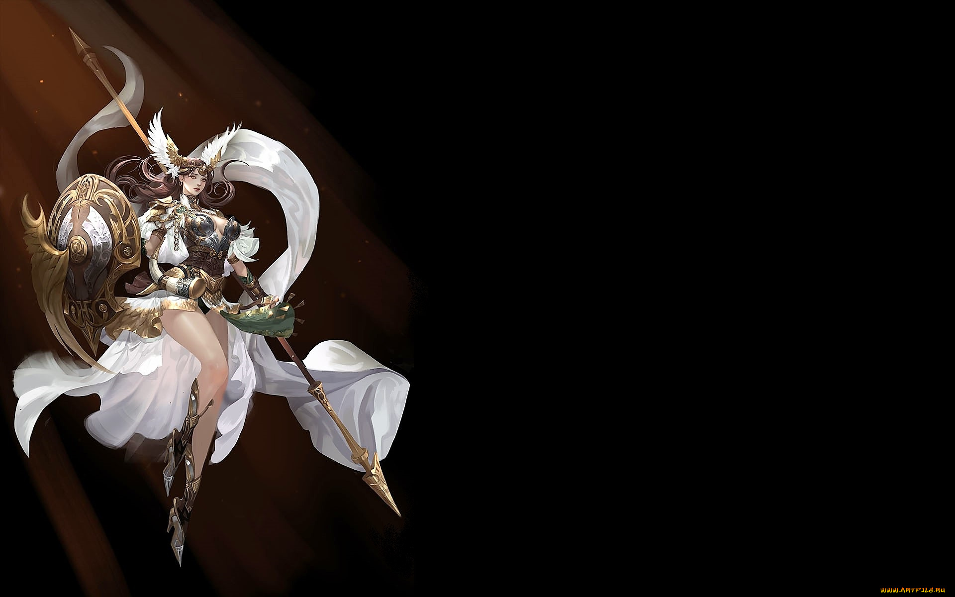 фэнтези, девушки, девушка, копье, щит