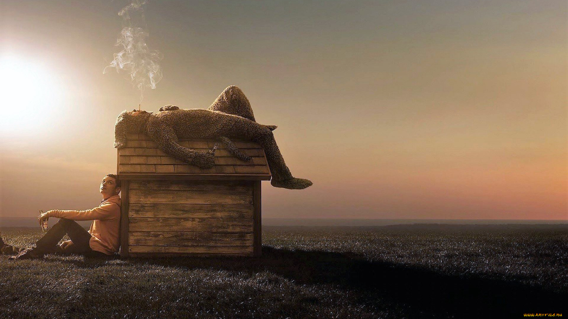 кино, фильмы, wilfred, , сериал, мужчина, конура, собака, костюм, курение