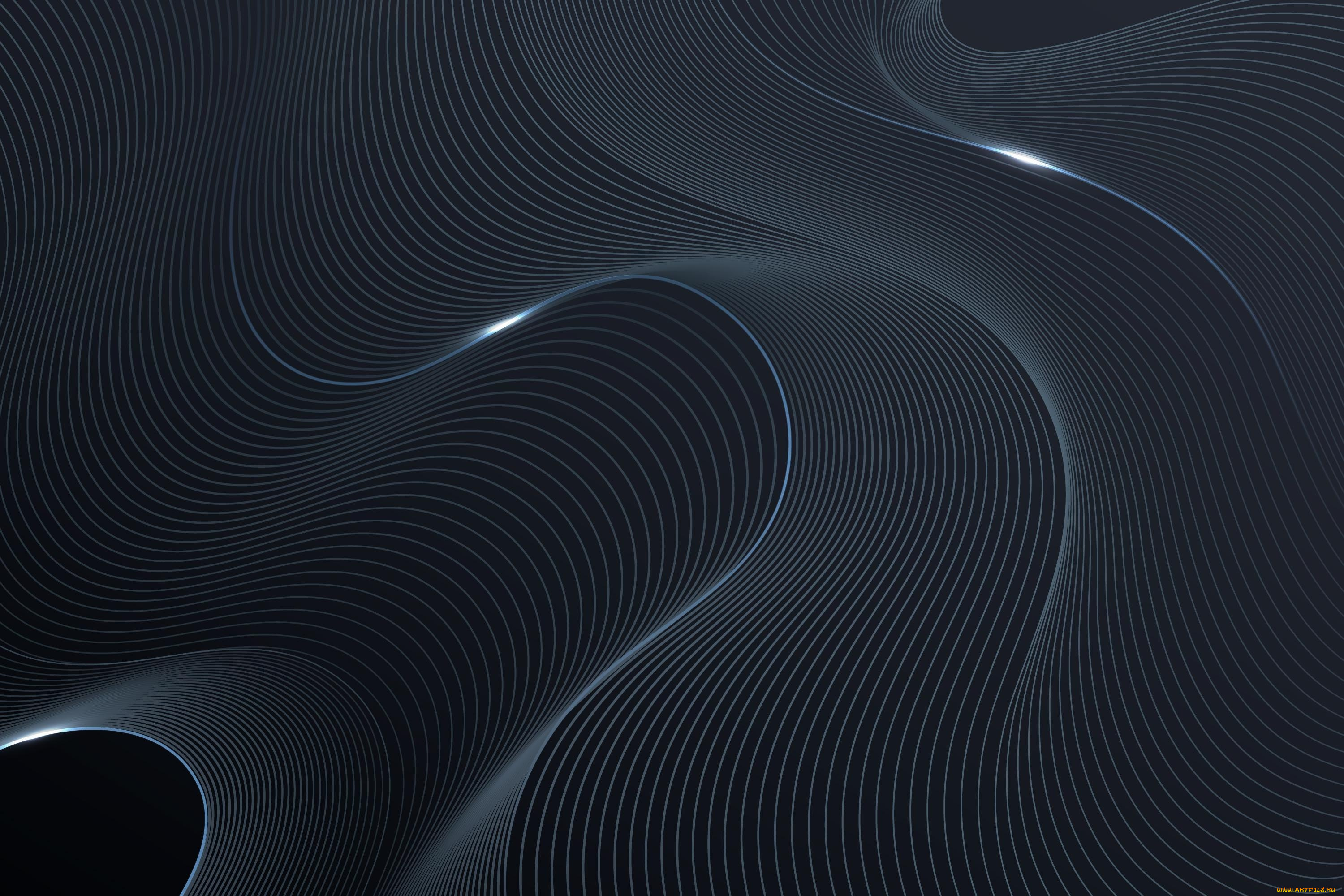 векторная, графика, -графика, , graphics, волны, линии, абстракция, полосы, темный, фон, изгибы, серый