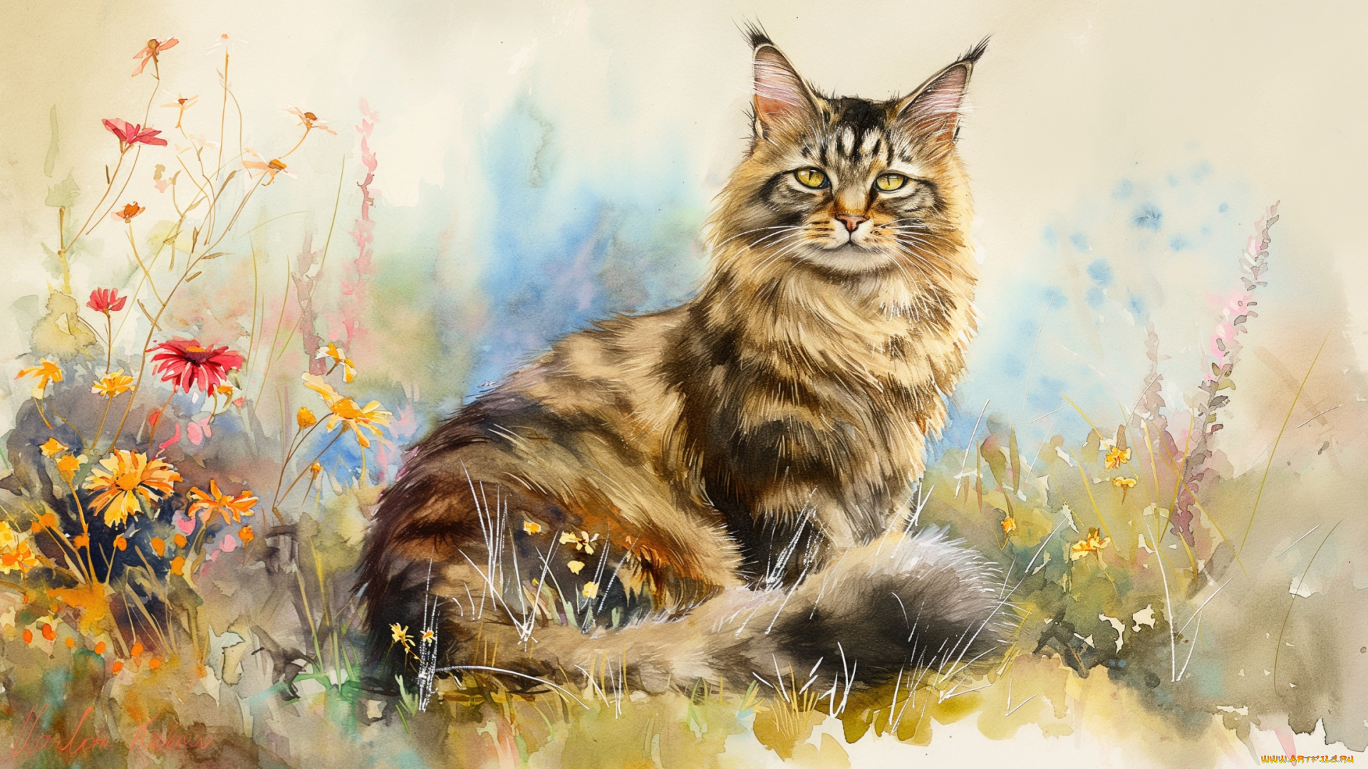 рисованное, животные, , коты, кот, кошка