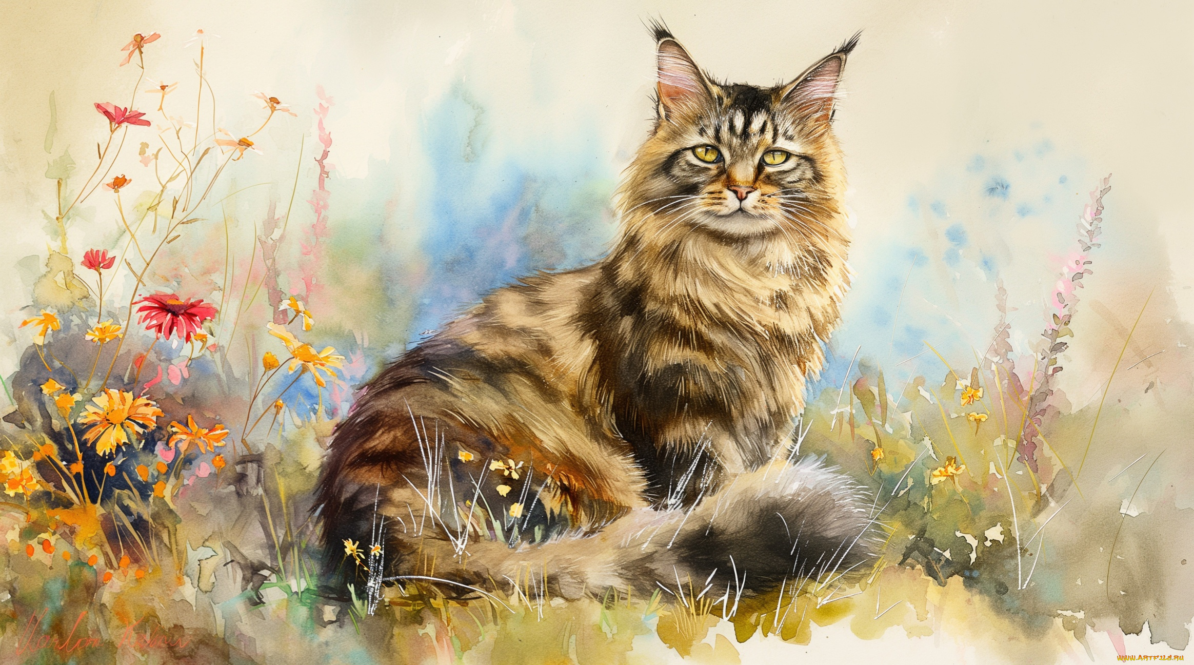 рисованное, животные, , коты, кот, кошка