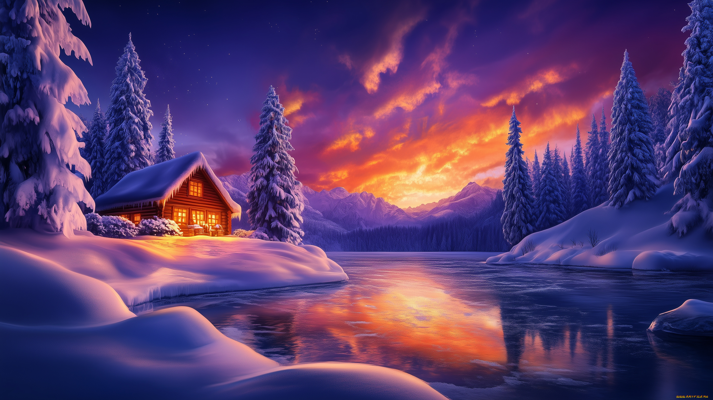 разное, компьютерный, дизайн, зима, снег