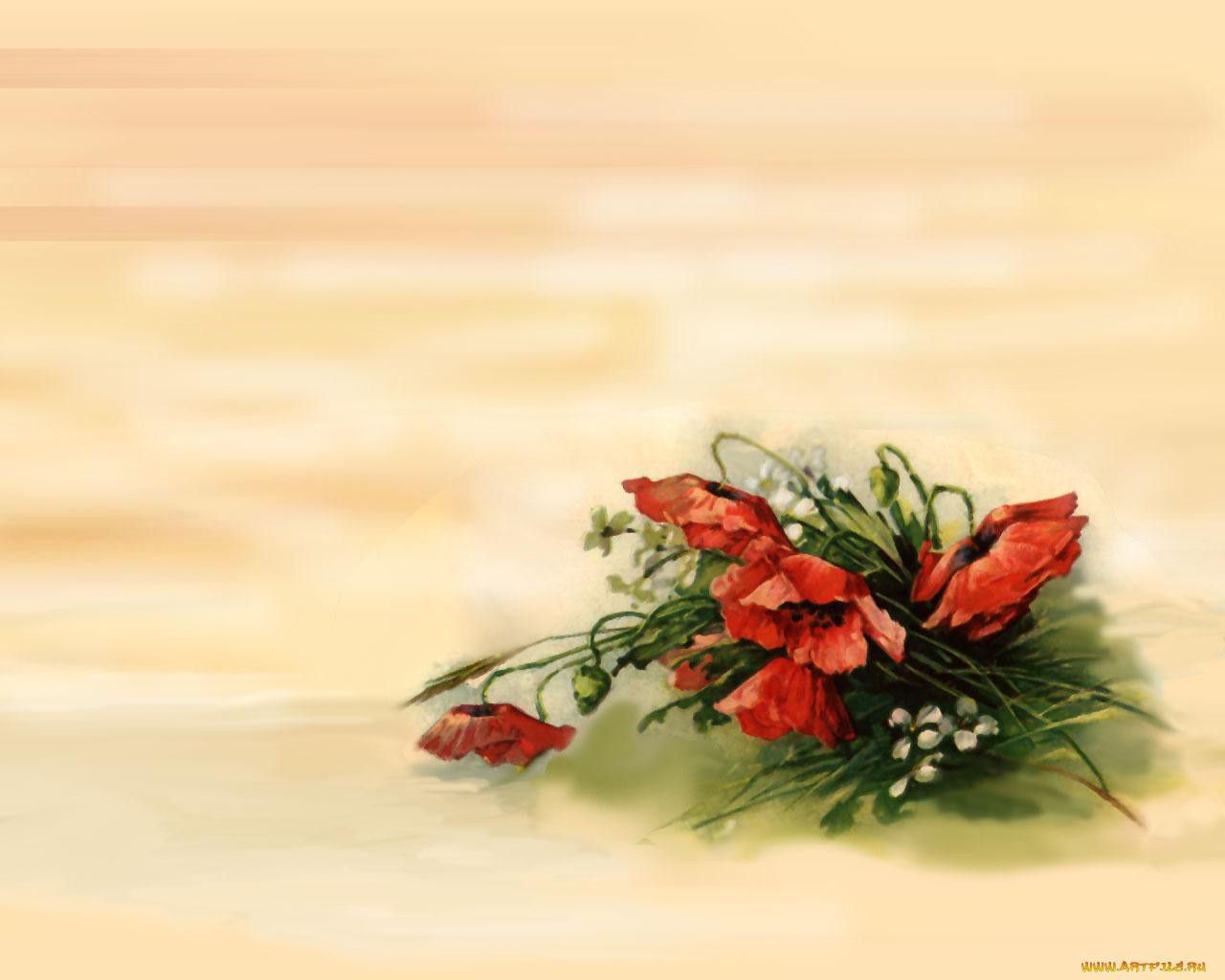 рисованные, цветы