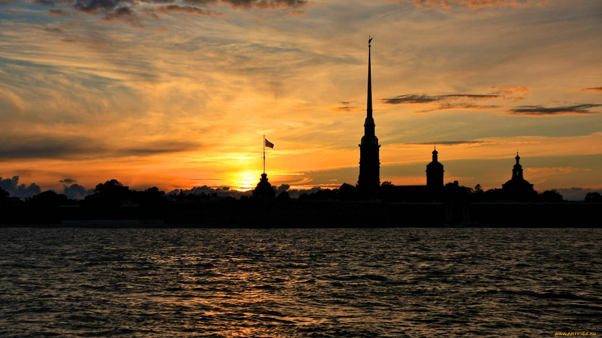 города, пейзажи, закат