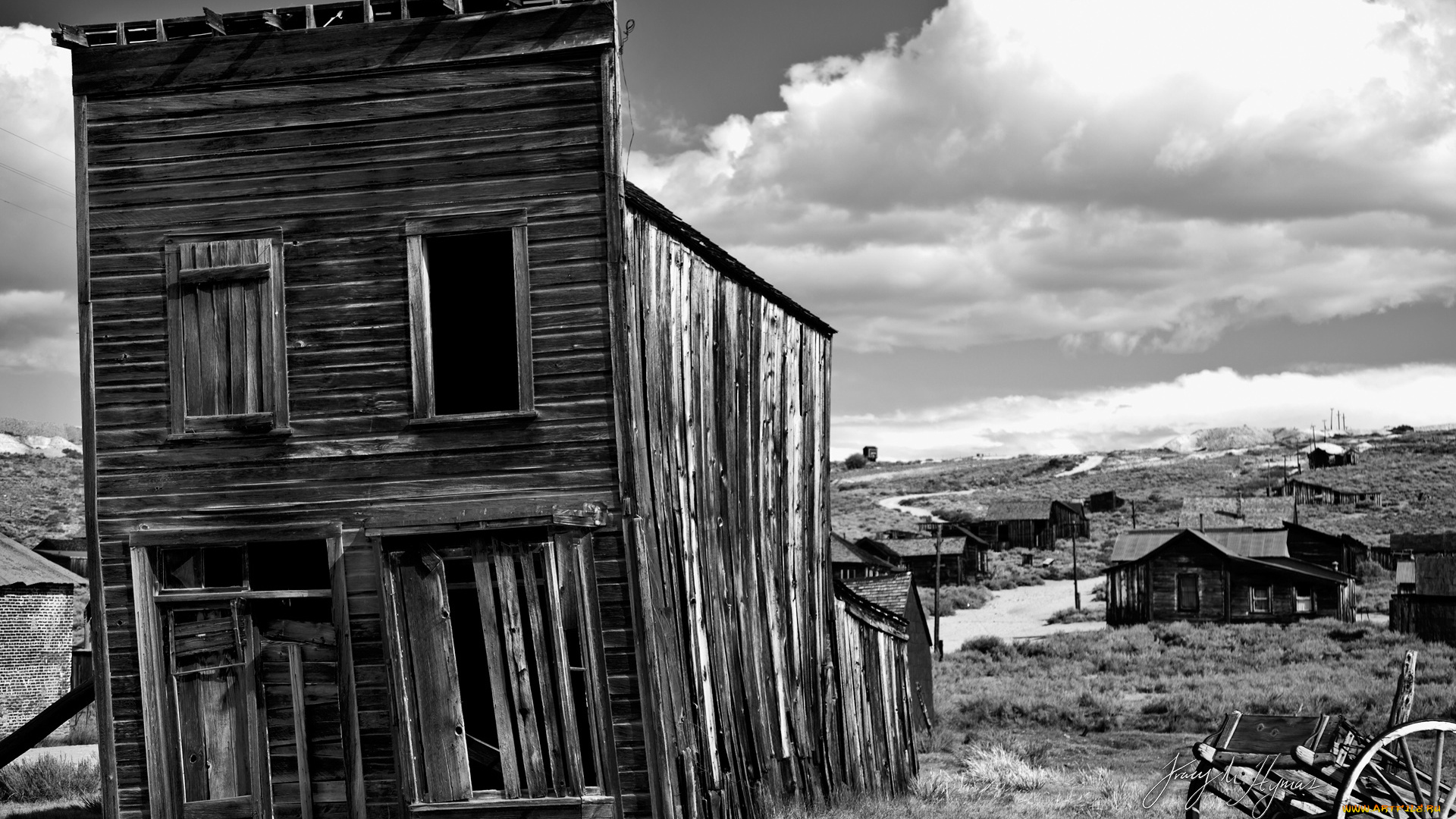 разное, развалины, руины, металлолом, дом, облака