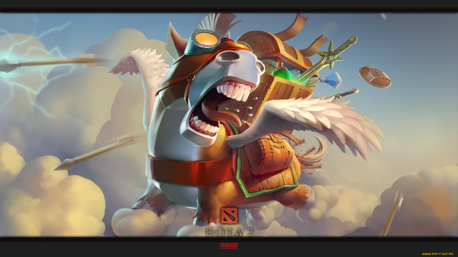 dota, видео, игры, крылья, клад, лошадь, конь, сундук, пегас, стрелы