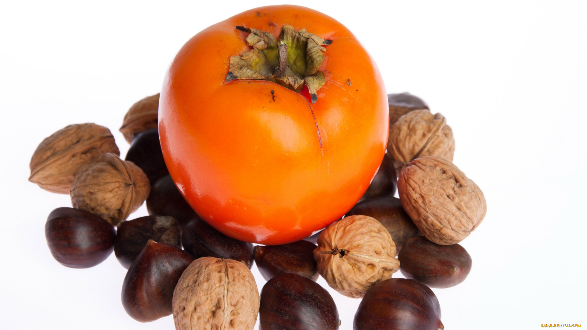 еда, разное, каштаны, орехи, хурма