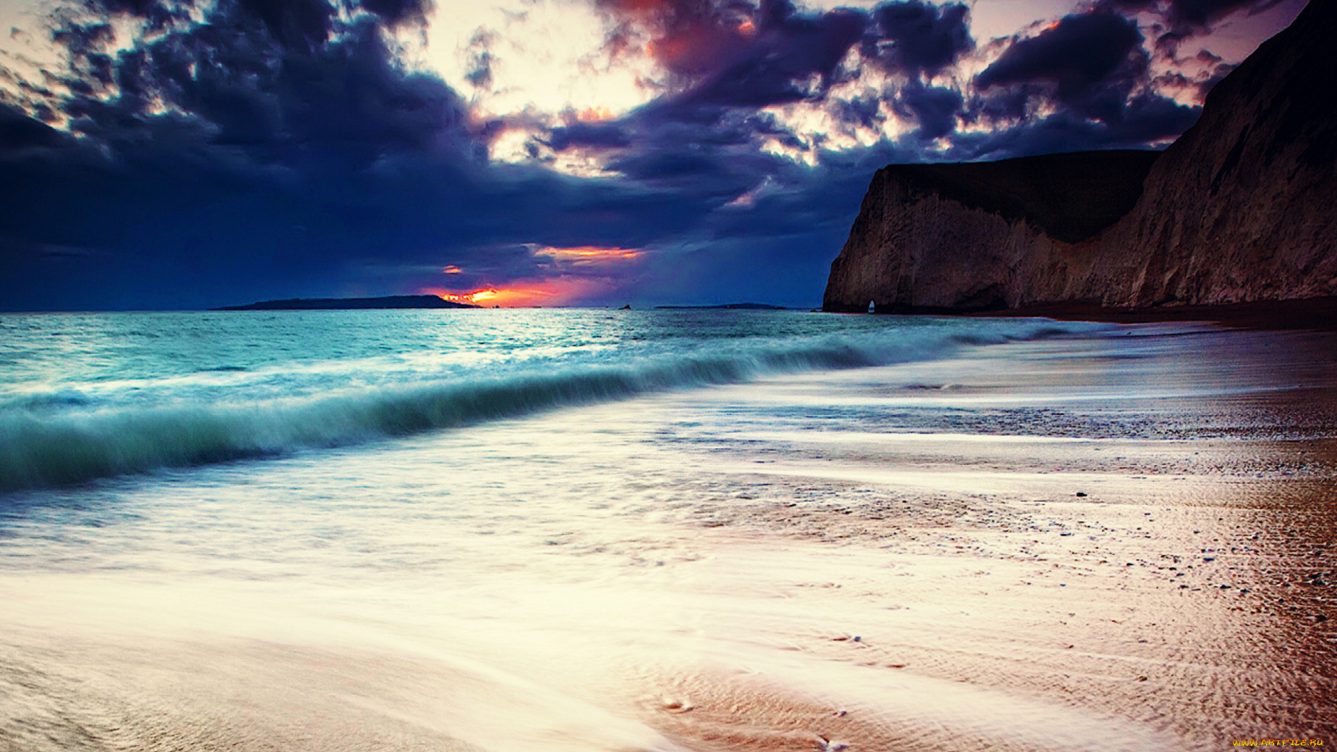 природа, побережье, море, небо, прибой, берег, скалы