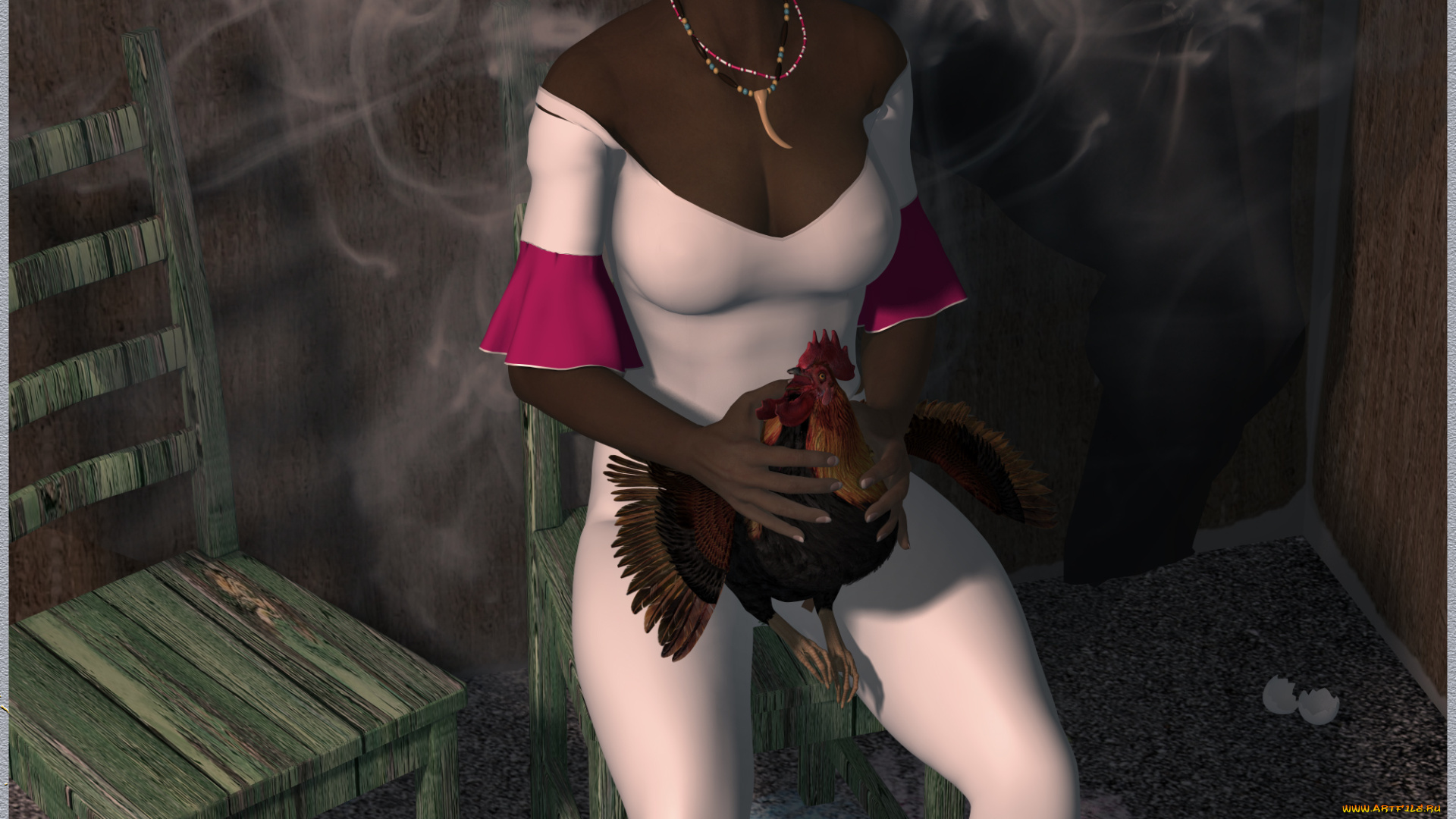 3д, графика, people, , люди, девушка, курица