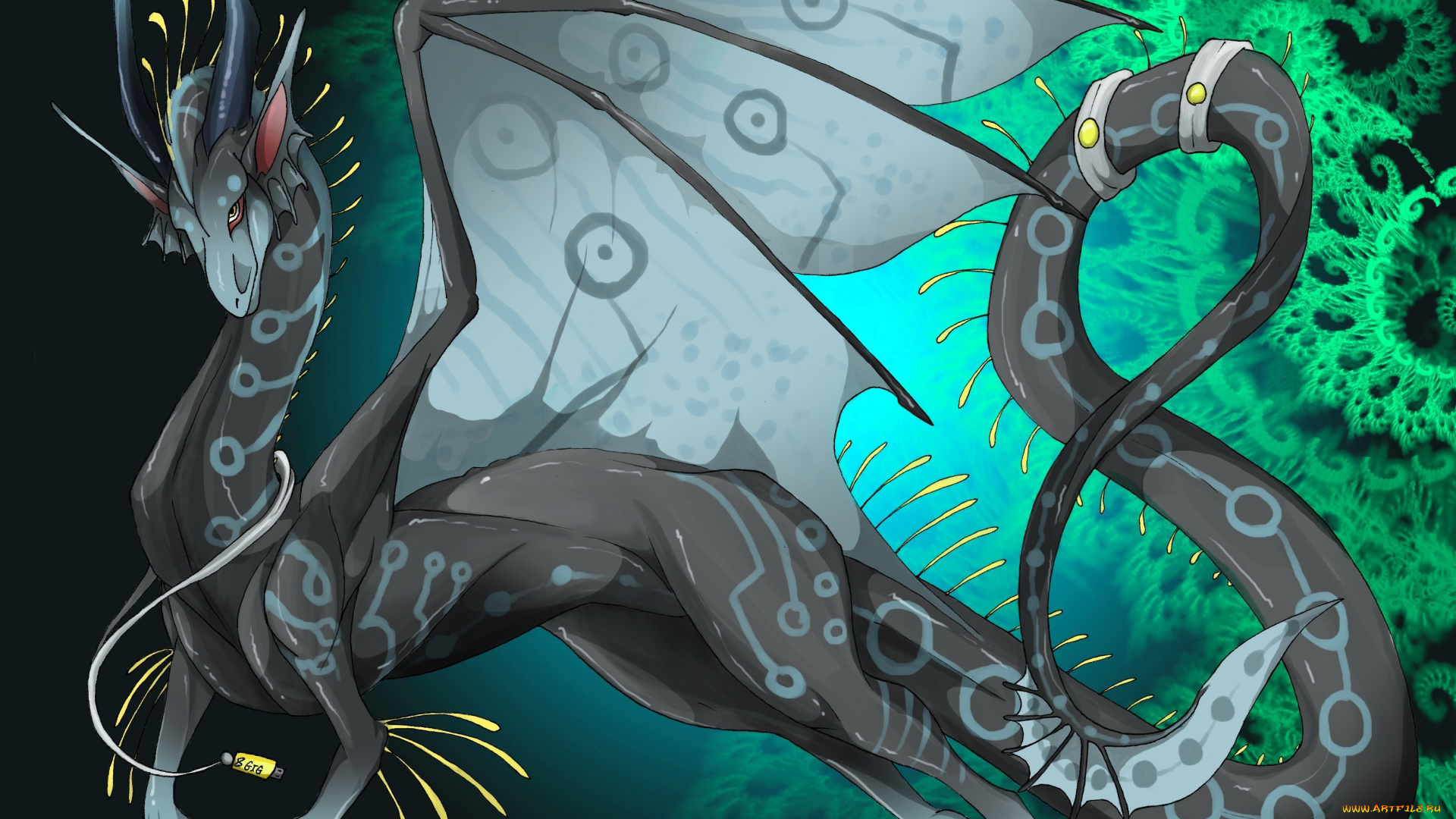 фэнтези, драконы, дракон, рога, полет