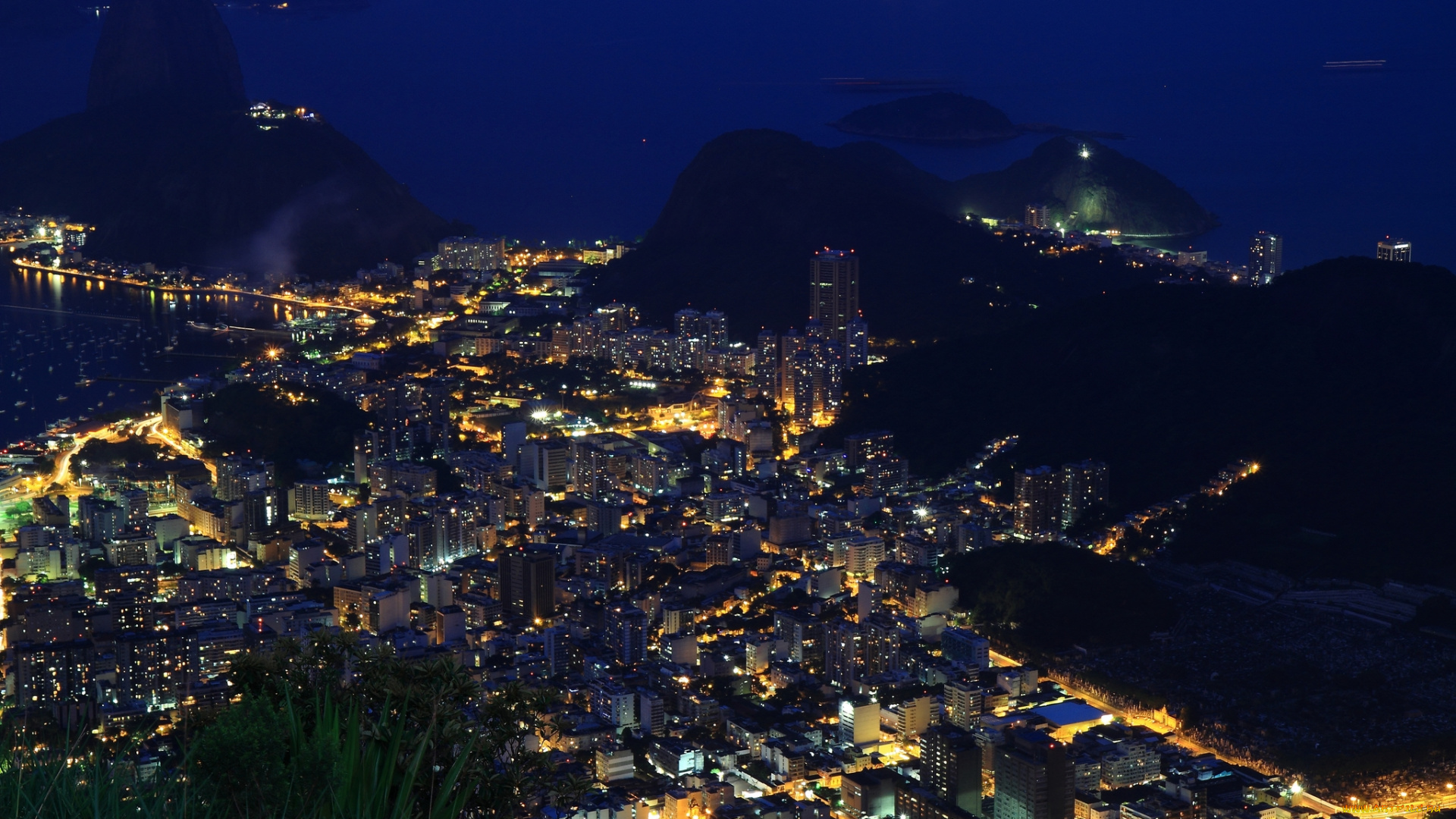 города, рио-де-жанейро, , бразилия, ночь
