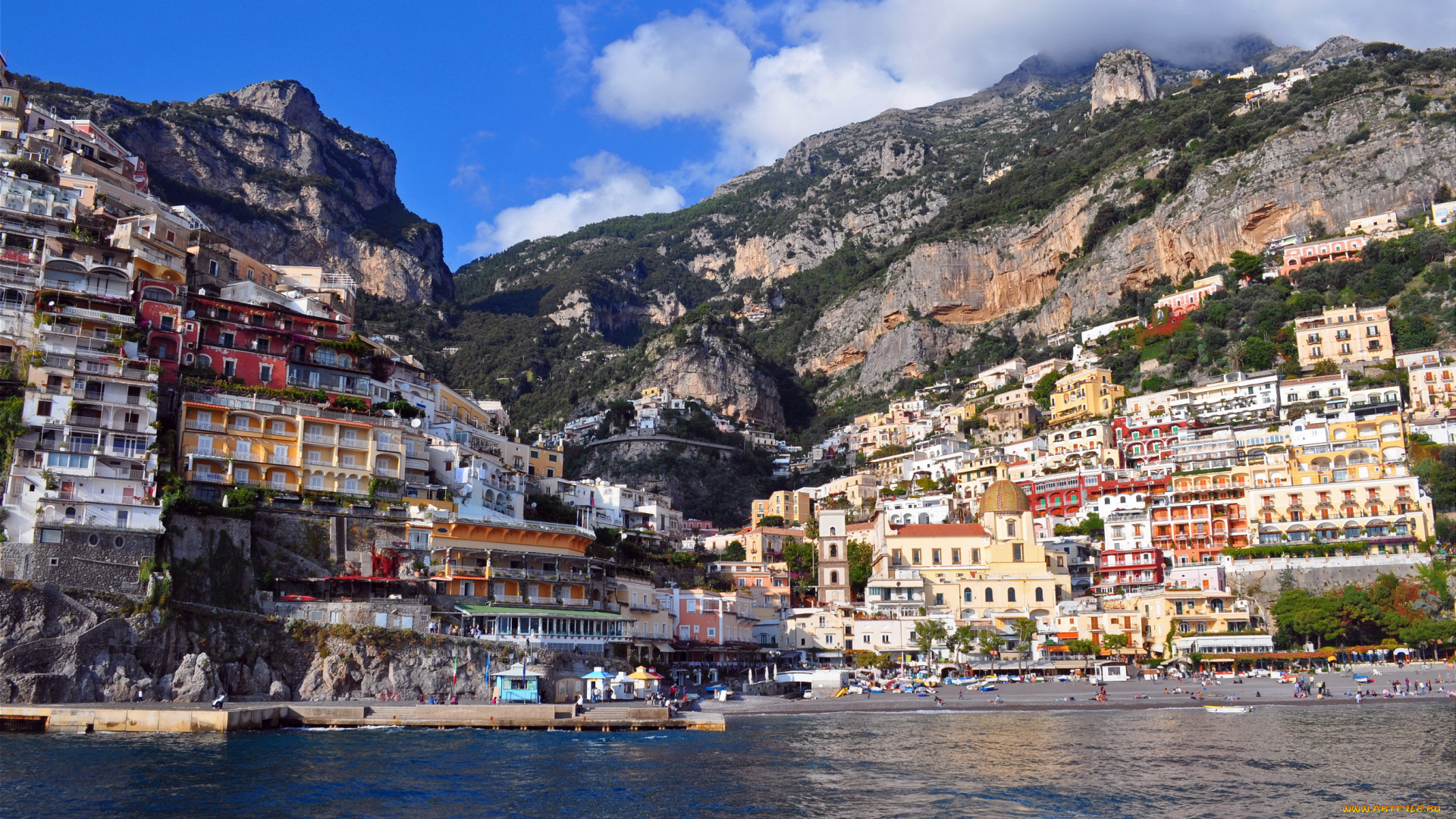 positano, италия, города, амальфийское, и, лигурийское, побережье, , италия, дома, горы, набережная, positano, побережье
