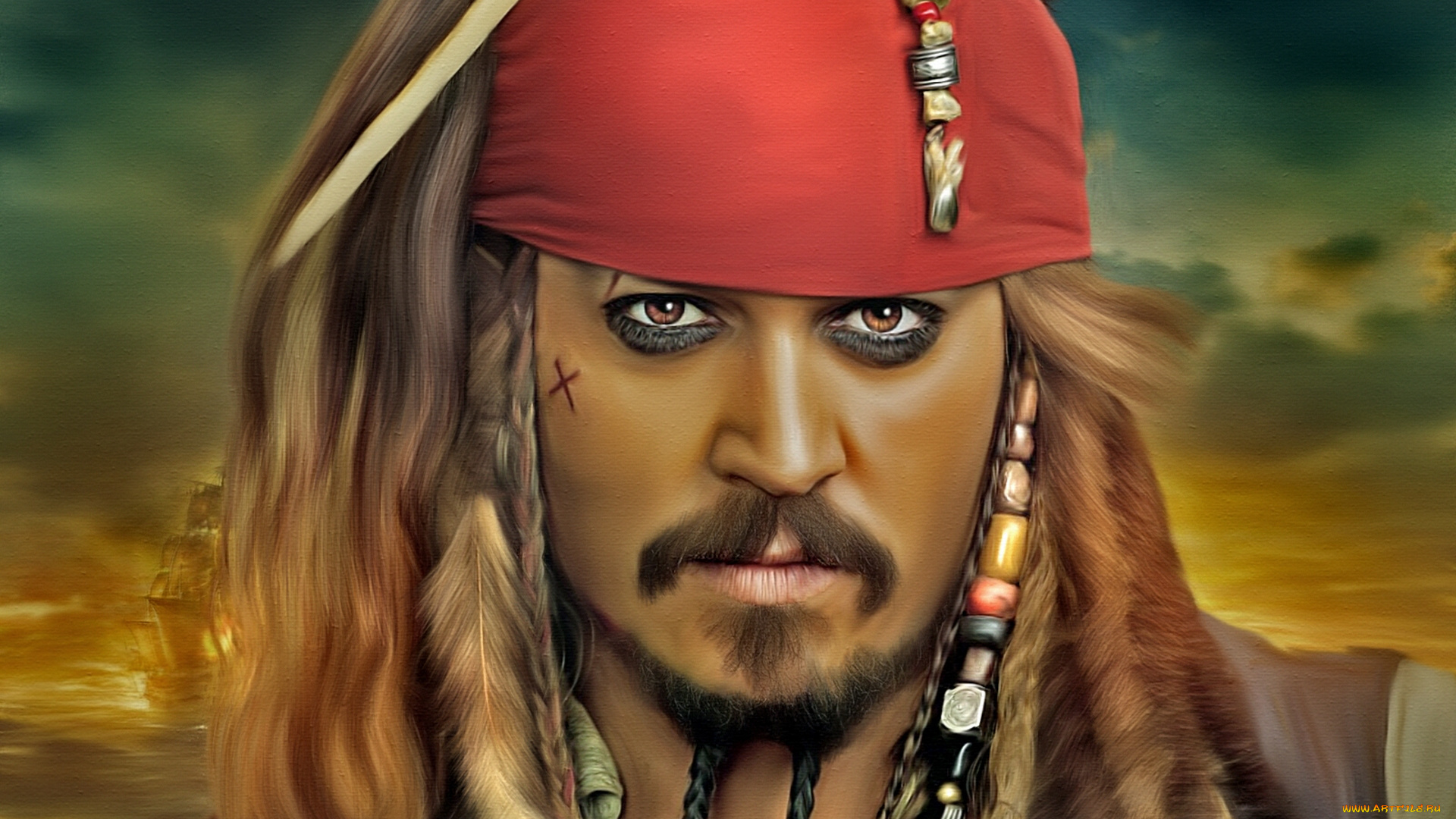 рисованные, кино, джонни, депп, капитан, джек, воробей, johnny, depp, текстура, пират