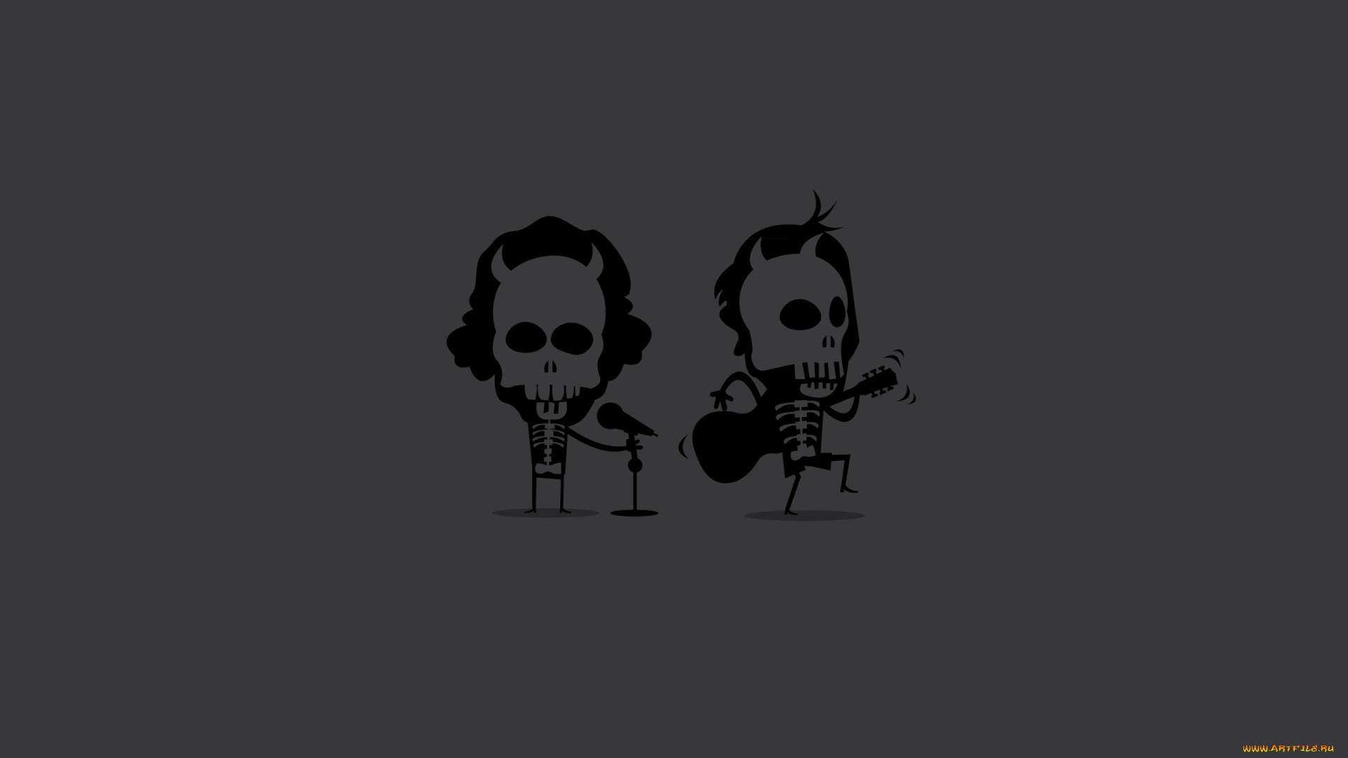 рисованные, минимализм, микрофон, гитара, скелеты