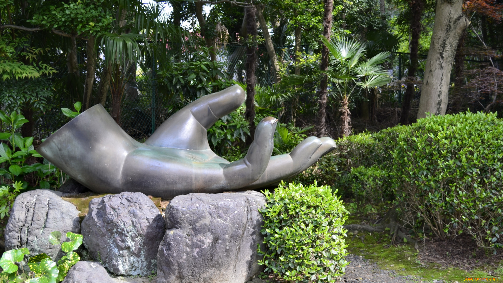 toganji, temple, , nagoya, , japan, города, -, памятники, , скульптуры, , арт-объекты, кустарники, камни, рука
