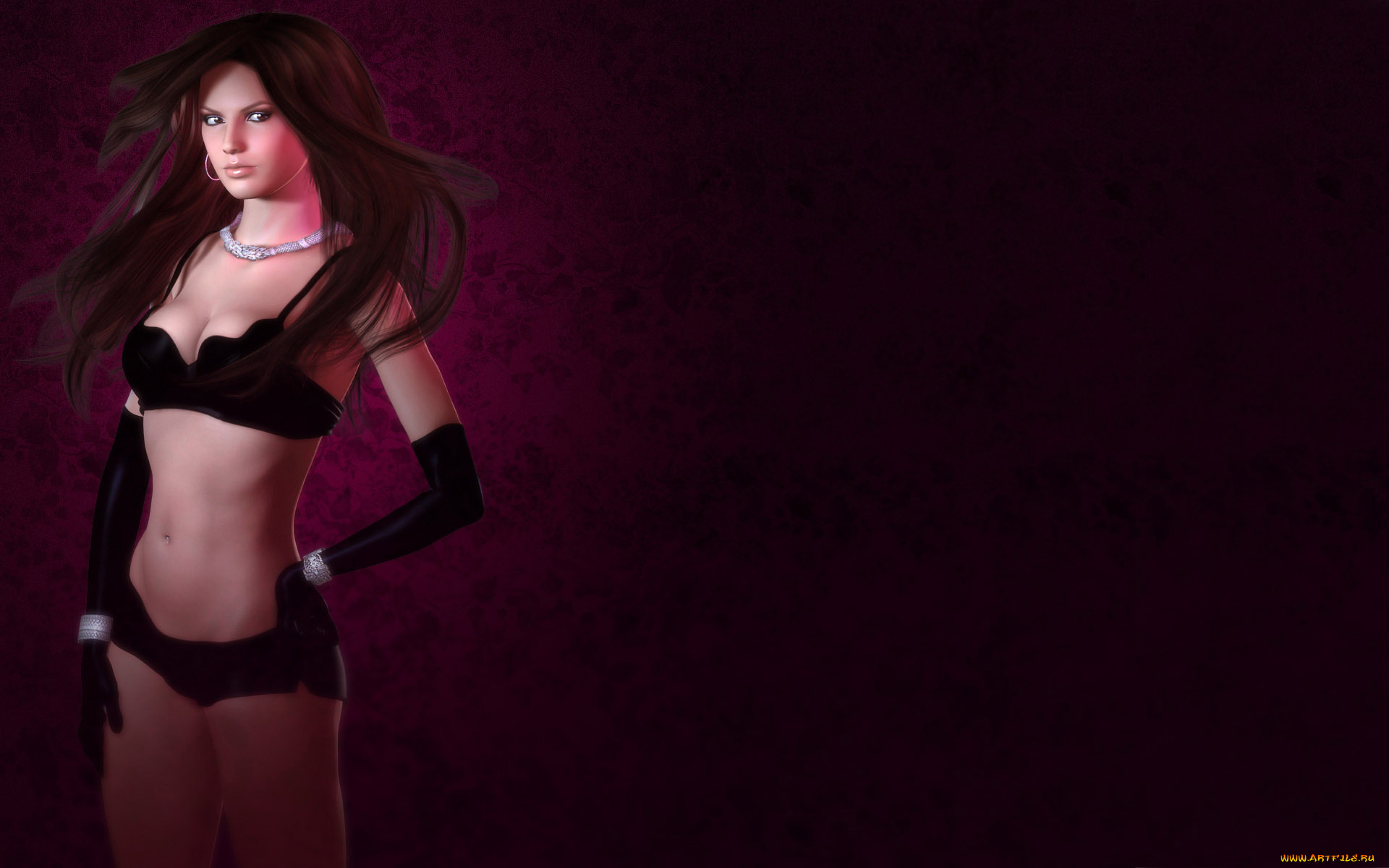 3д, графика, people, , люди, девушка, взгляд, перчатки