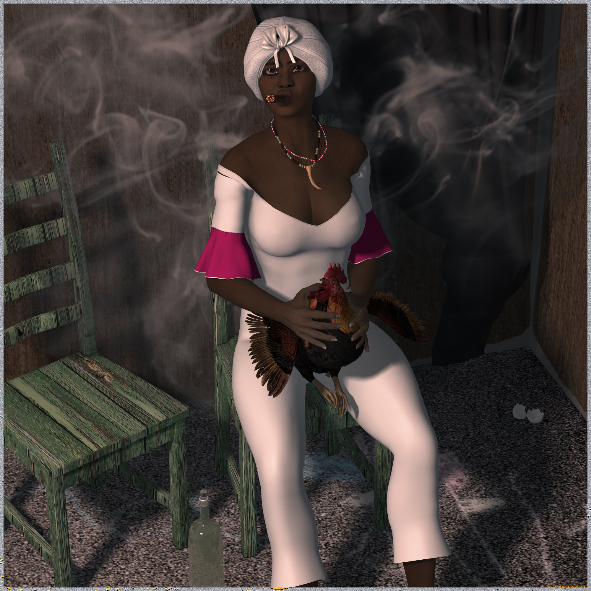 3д, графика, people, , люди, девушка, курица