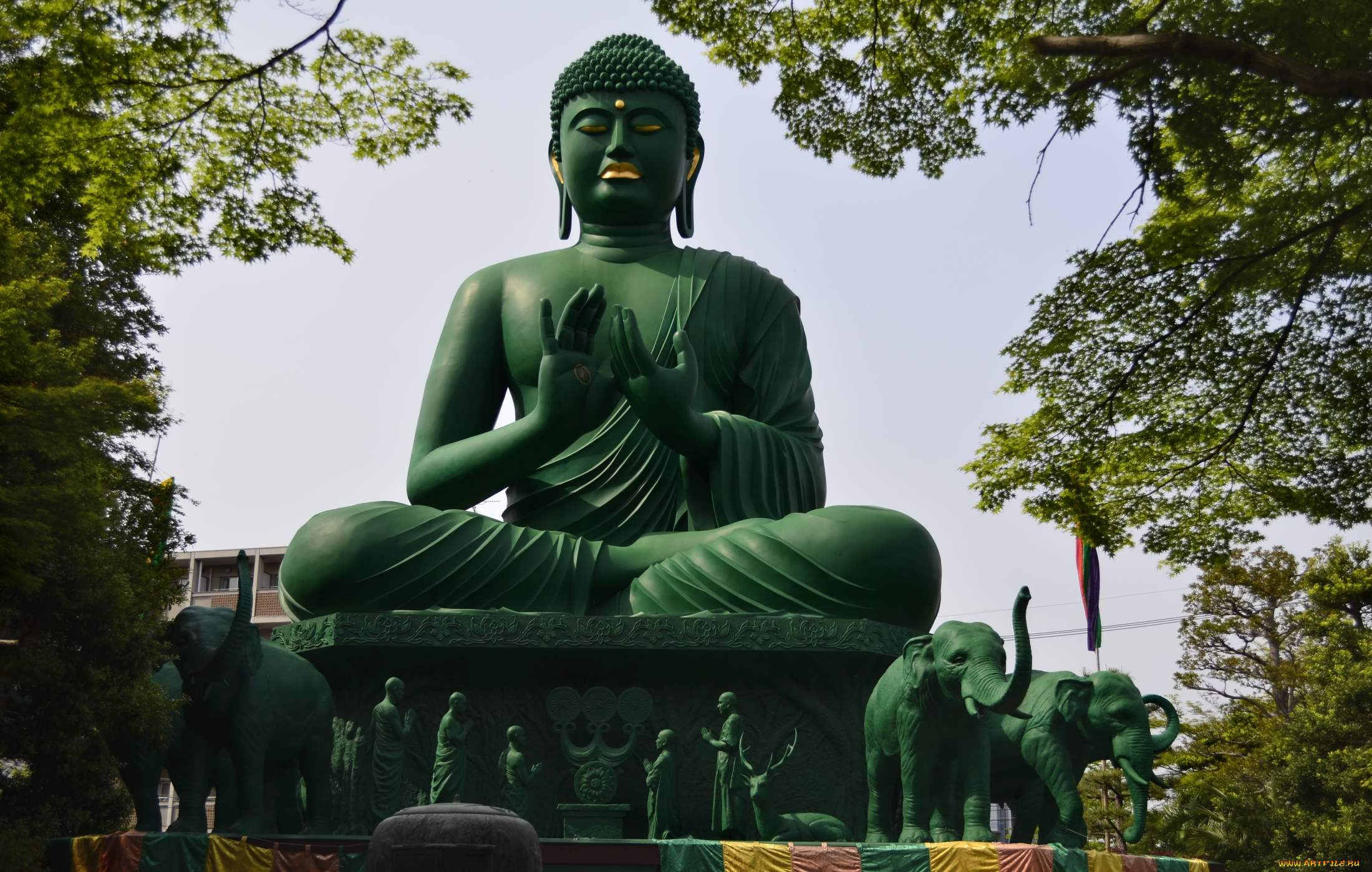 toganji, temple, , nagoya, , japan, города, -, памятники, , скульптуры, , арт-объекты, слоны, люди, олень