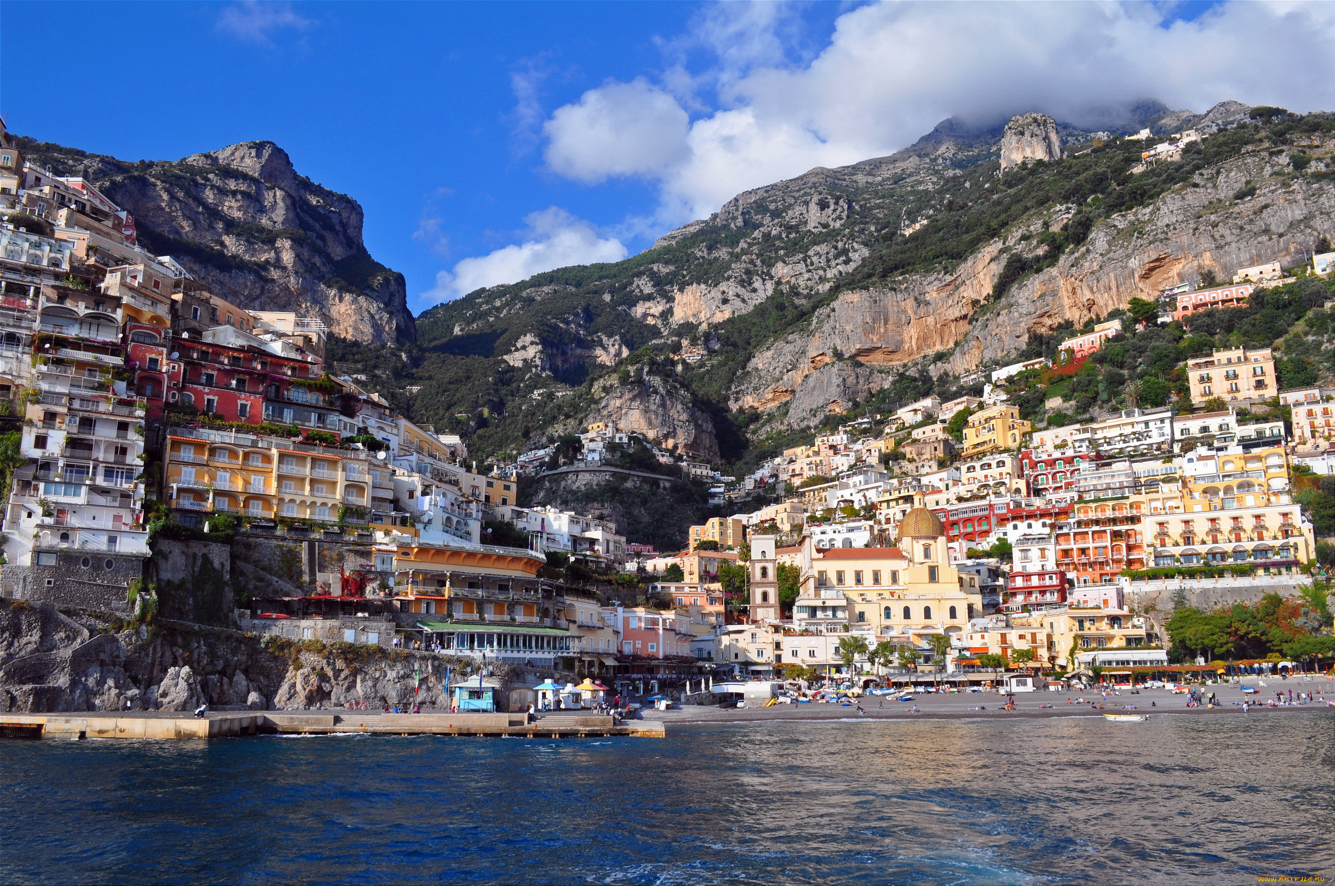 positano, италия, города, амальфийское, и, лигурийское, побережье, , италия, дома, горы, набережная, positano, побережье