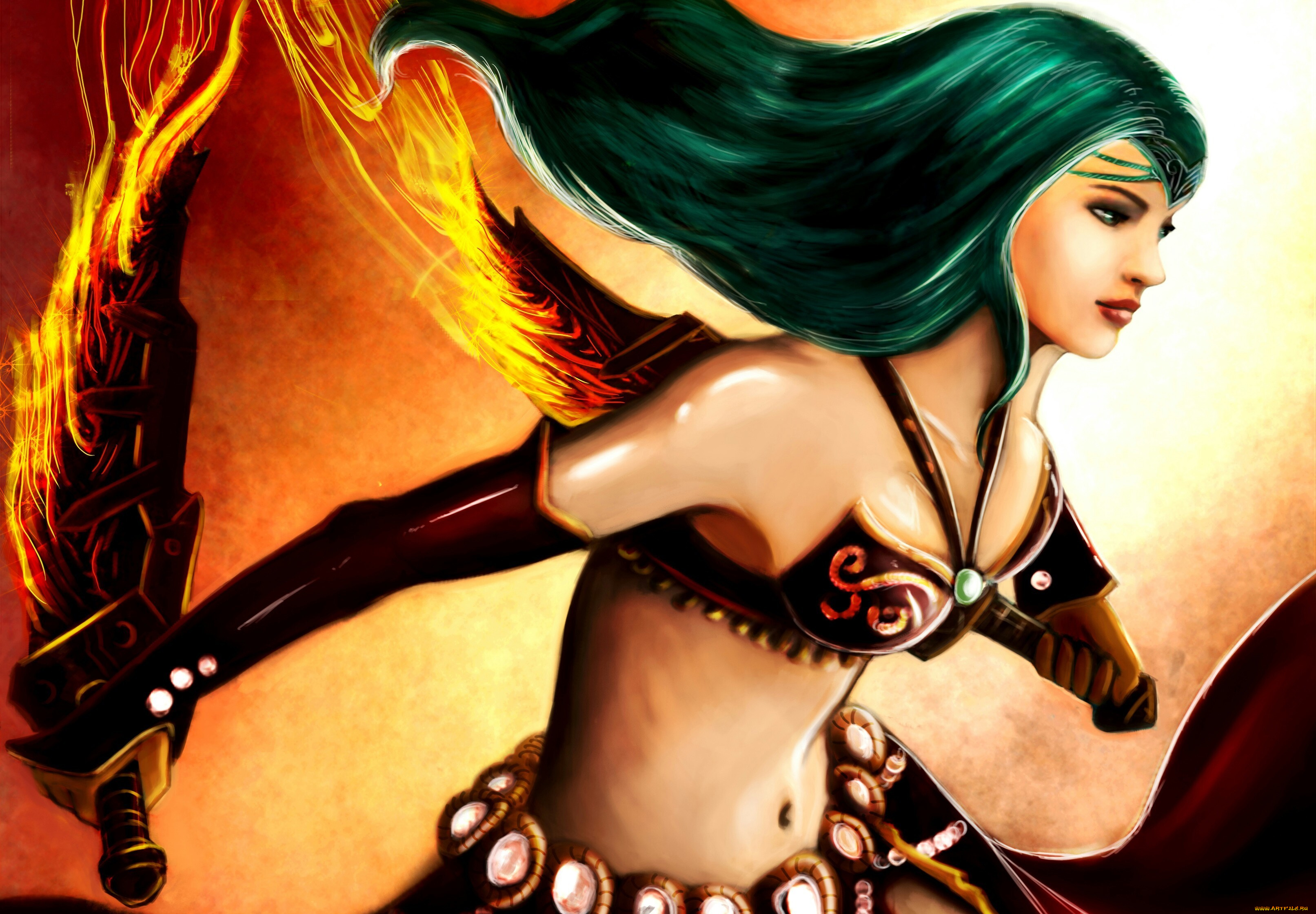 фэнтези, девушки, мечи, воин, девушка