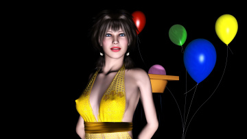 Картинка 3д+графика people+ люди фон шары взгляд девушка