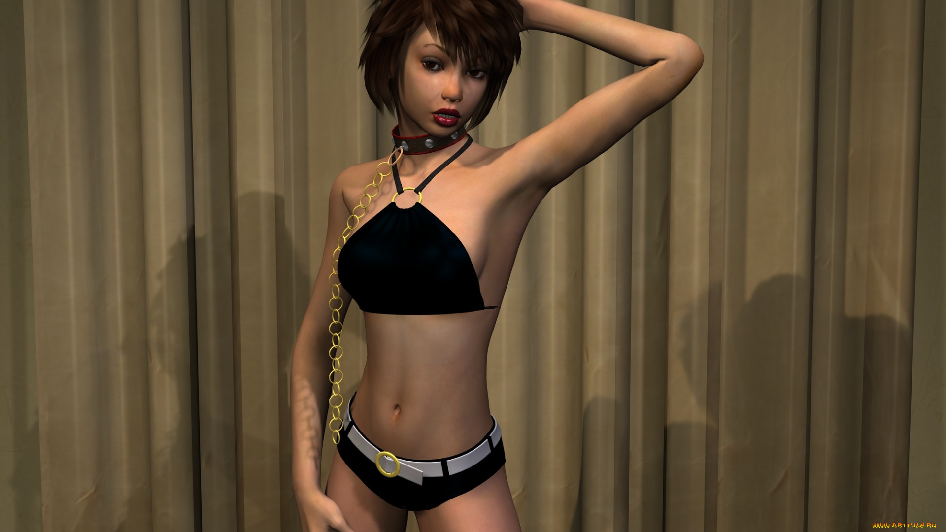 3д, графика, люди, , people, девушка, взгляд, фон, цепь