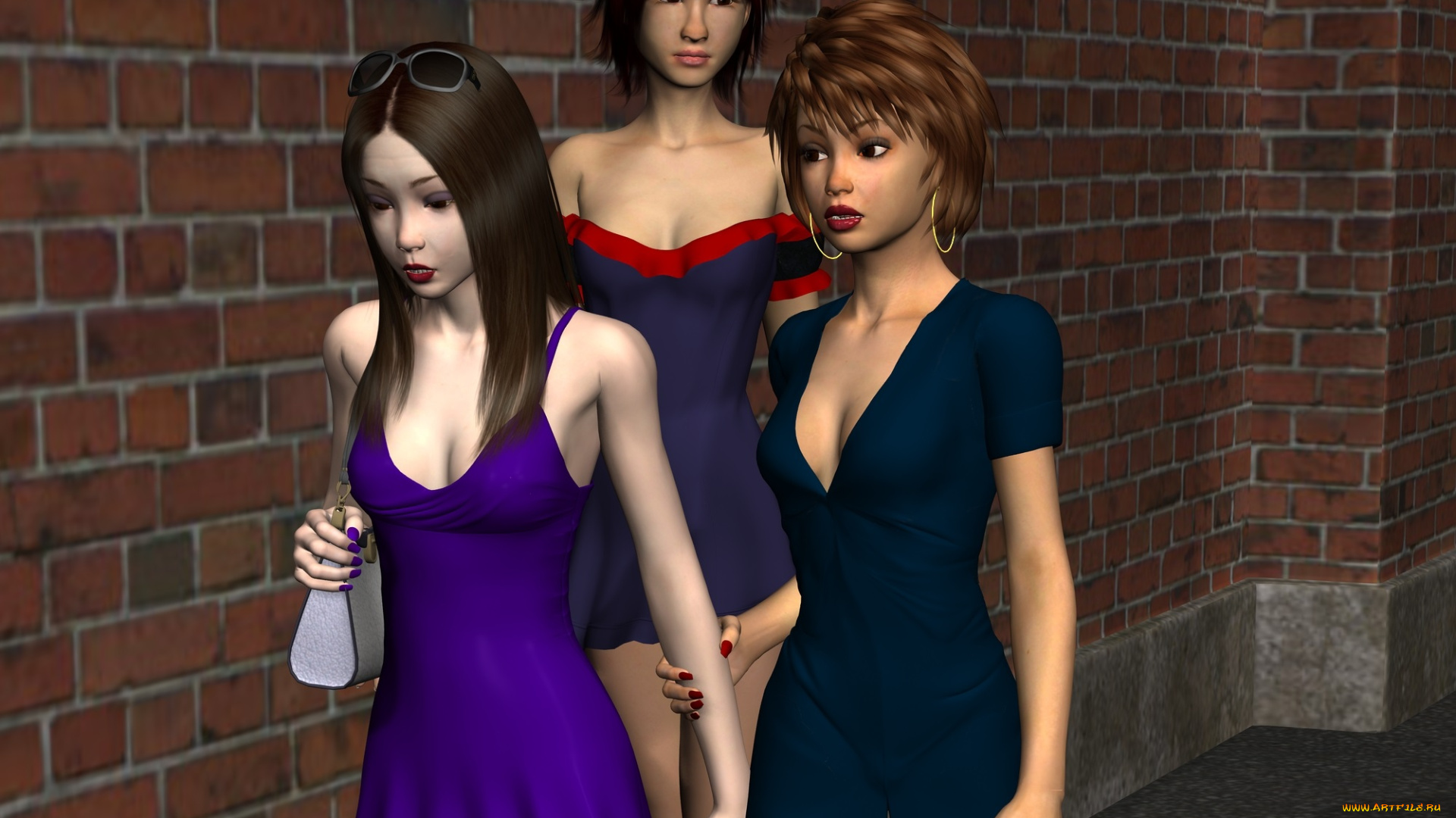 3д, графика, люди, , people, фон, взгляд, девушки