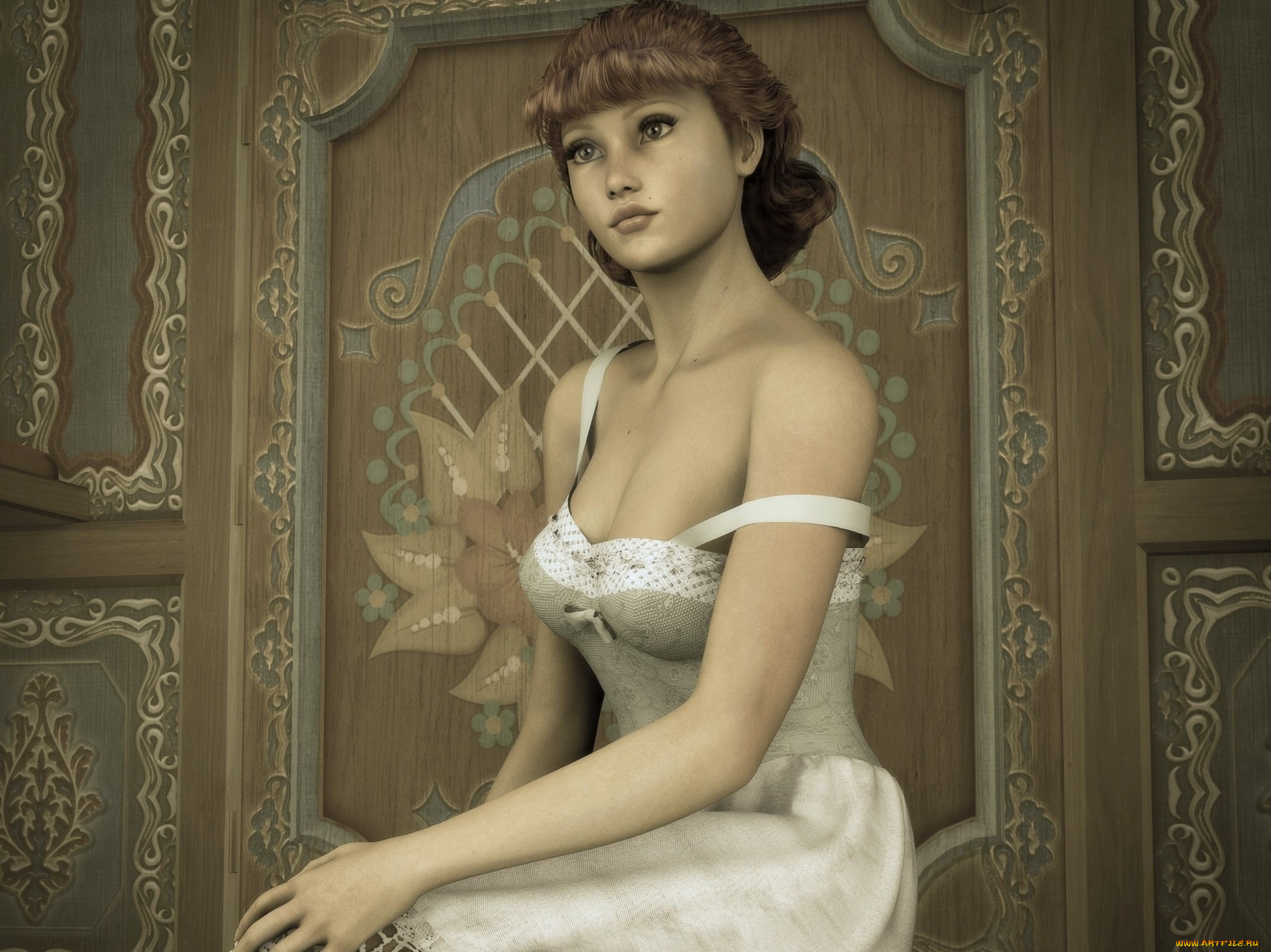 3д, графика, люди, , people, девушка, взгляд, фон