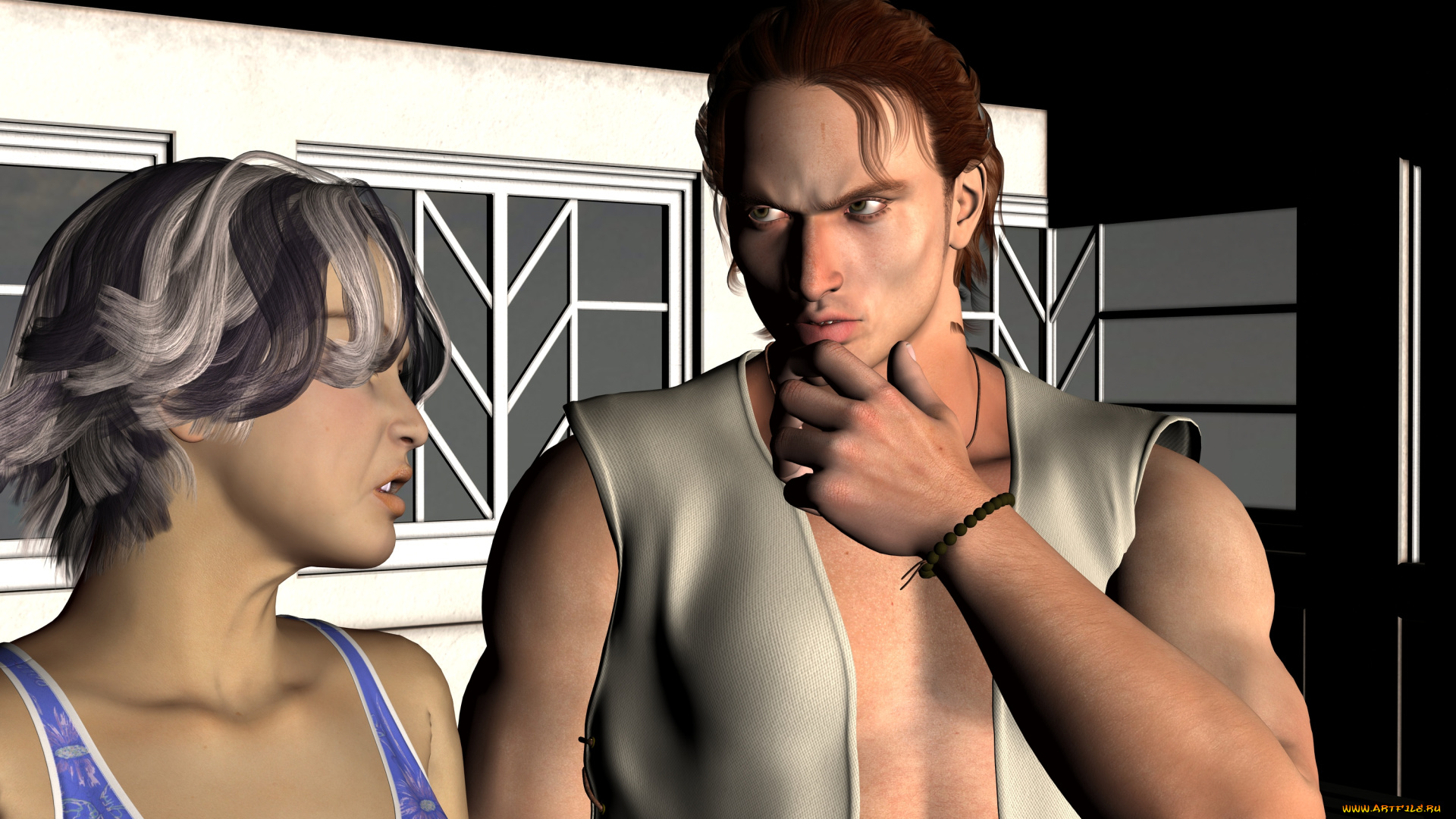 3д, графика, люди, , people, девушка, фон, взгляд, парень