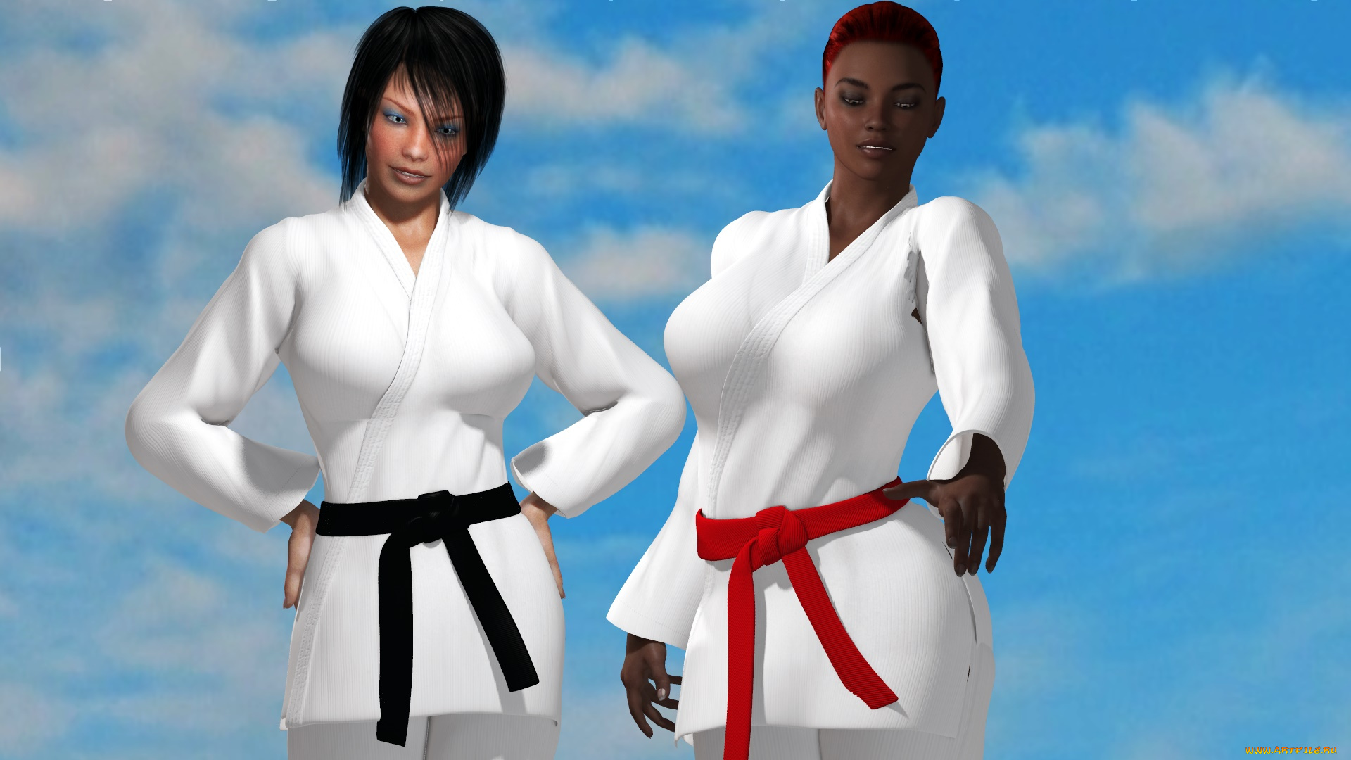 3д, графика, люди, , people, фон, кимоно, девушки, взгляд