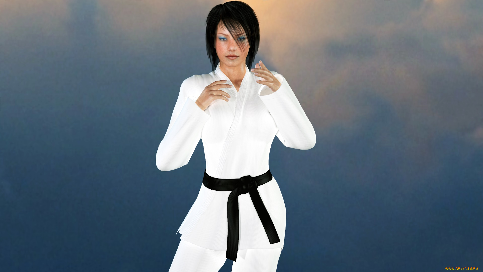 3д, графика, люди, , people, кимоно, фон, взгляд, девушка