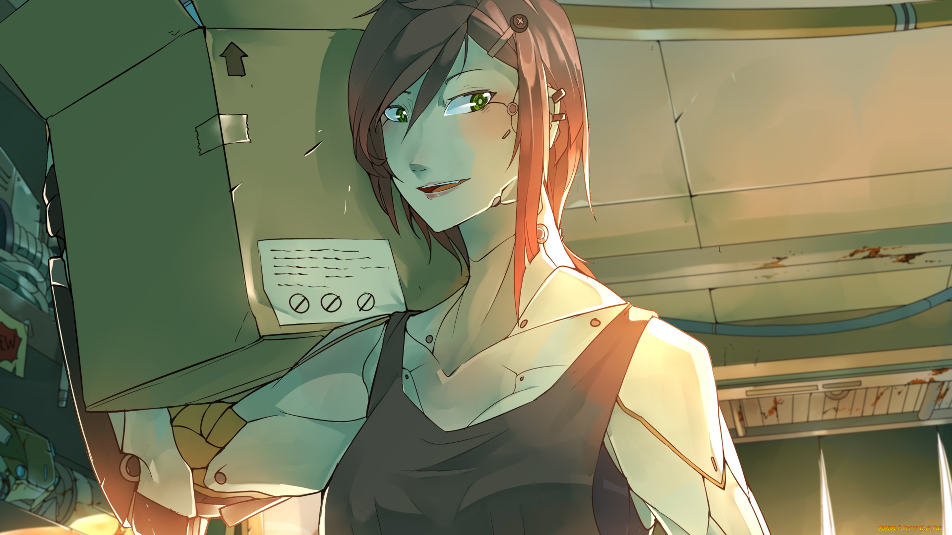 аниме, оружие, , техника, , технологии, девушка, арт, робот