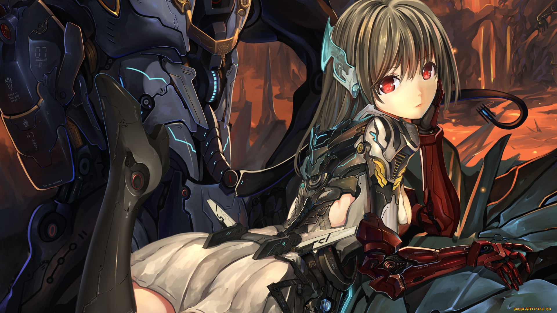 аниме, оружие, , техника, , технологии, фон, взгляд, девушка