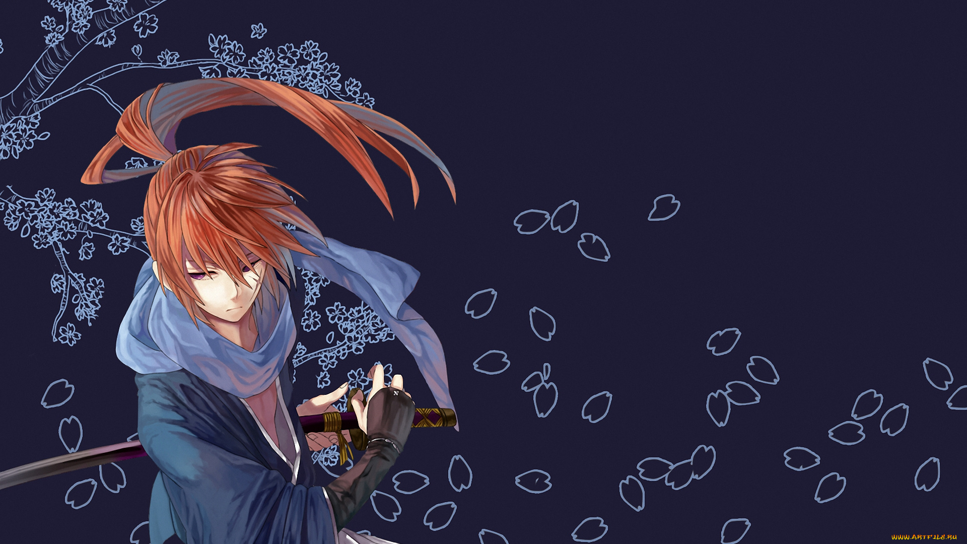 аниме, rurouni, kenshin, kenshin, самурай, меч, мужчина, himura