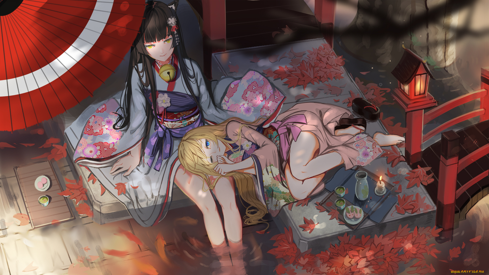 автор, , bn-227, аниме, unknown, , другое, зонт, девушки