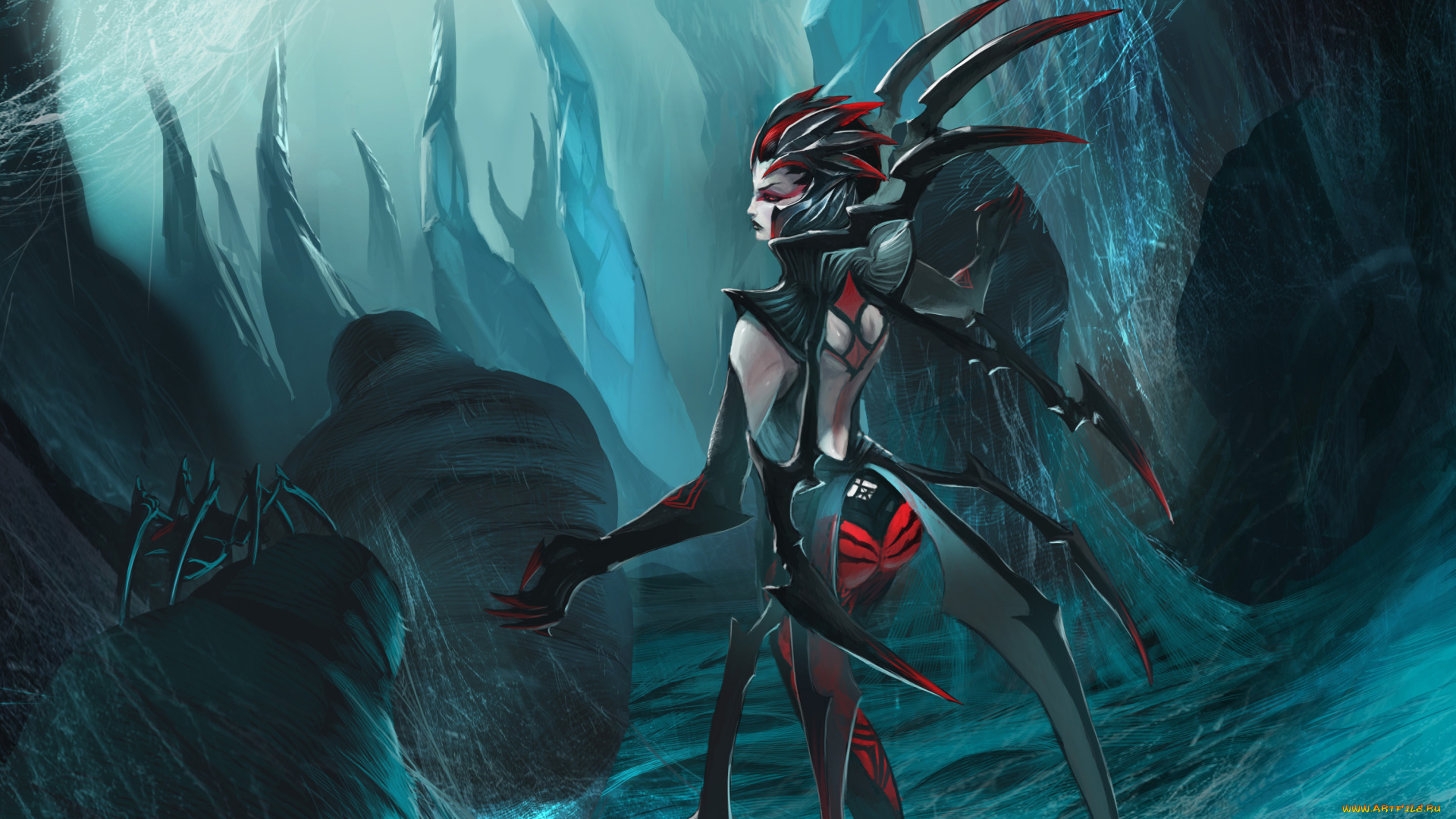 видео, игры, league, of, legends, spider, woman, web, паучиха, elise, league, of, legends