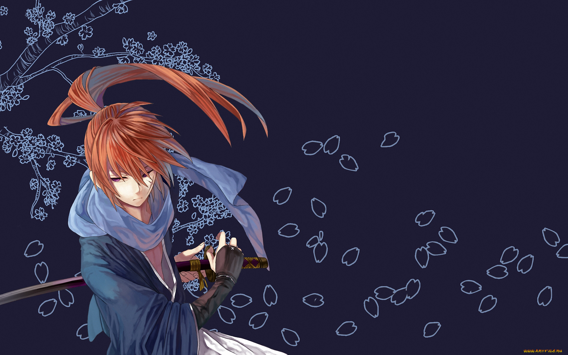 аниме, rurouni, kenshin, kenshin, самурай, меч, мужчина, himura