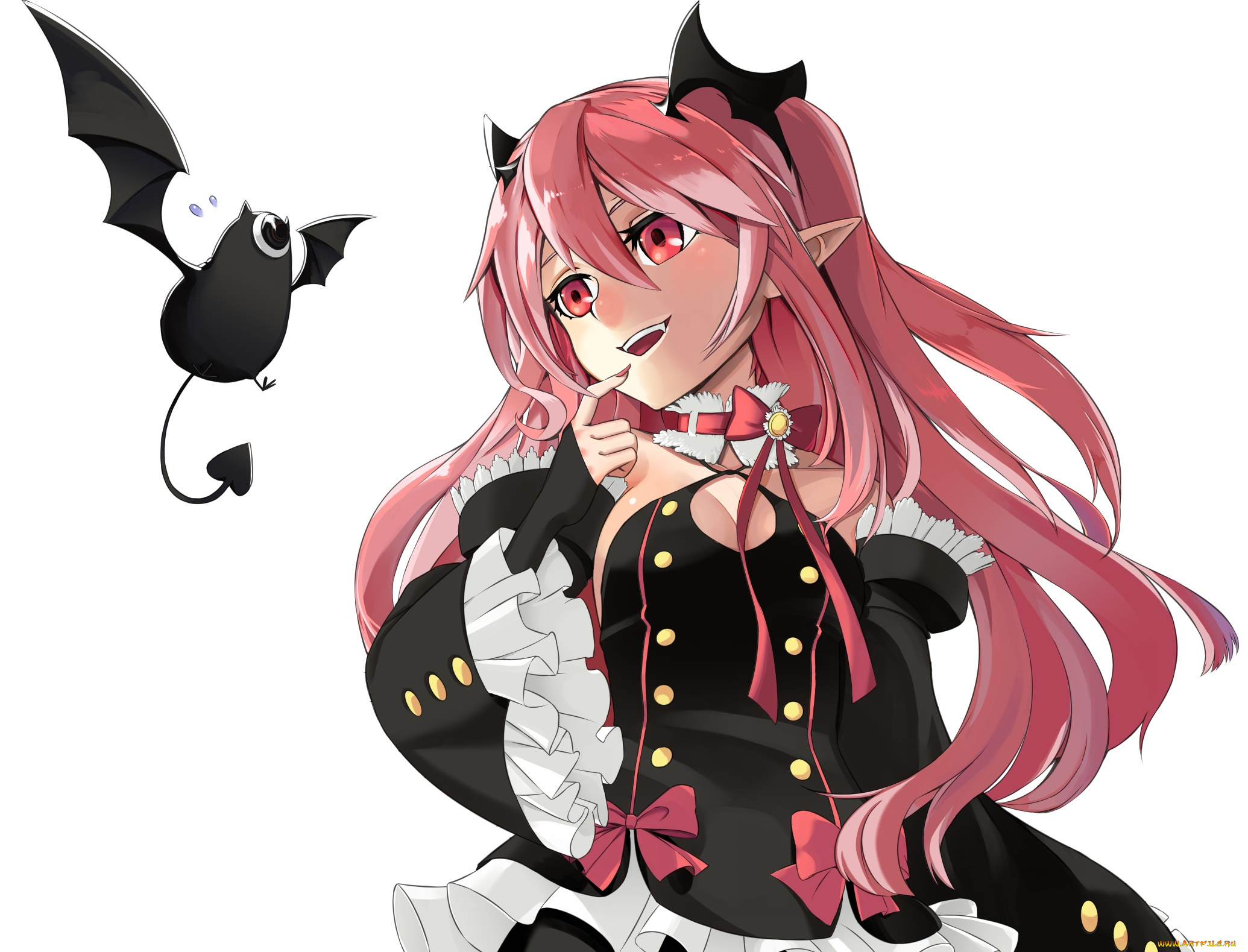 аниме, owari, no, seraph, девушка, взгляд, фон